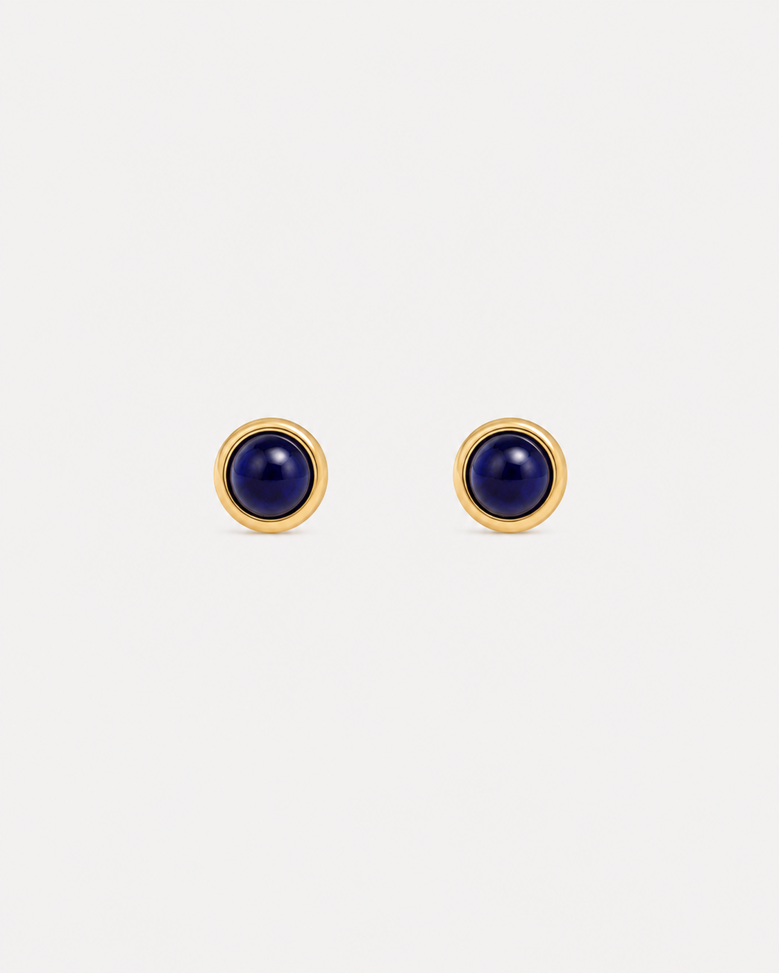 Blue Sapphire Cabochon Bezel Studs