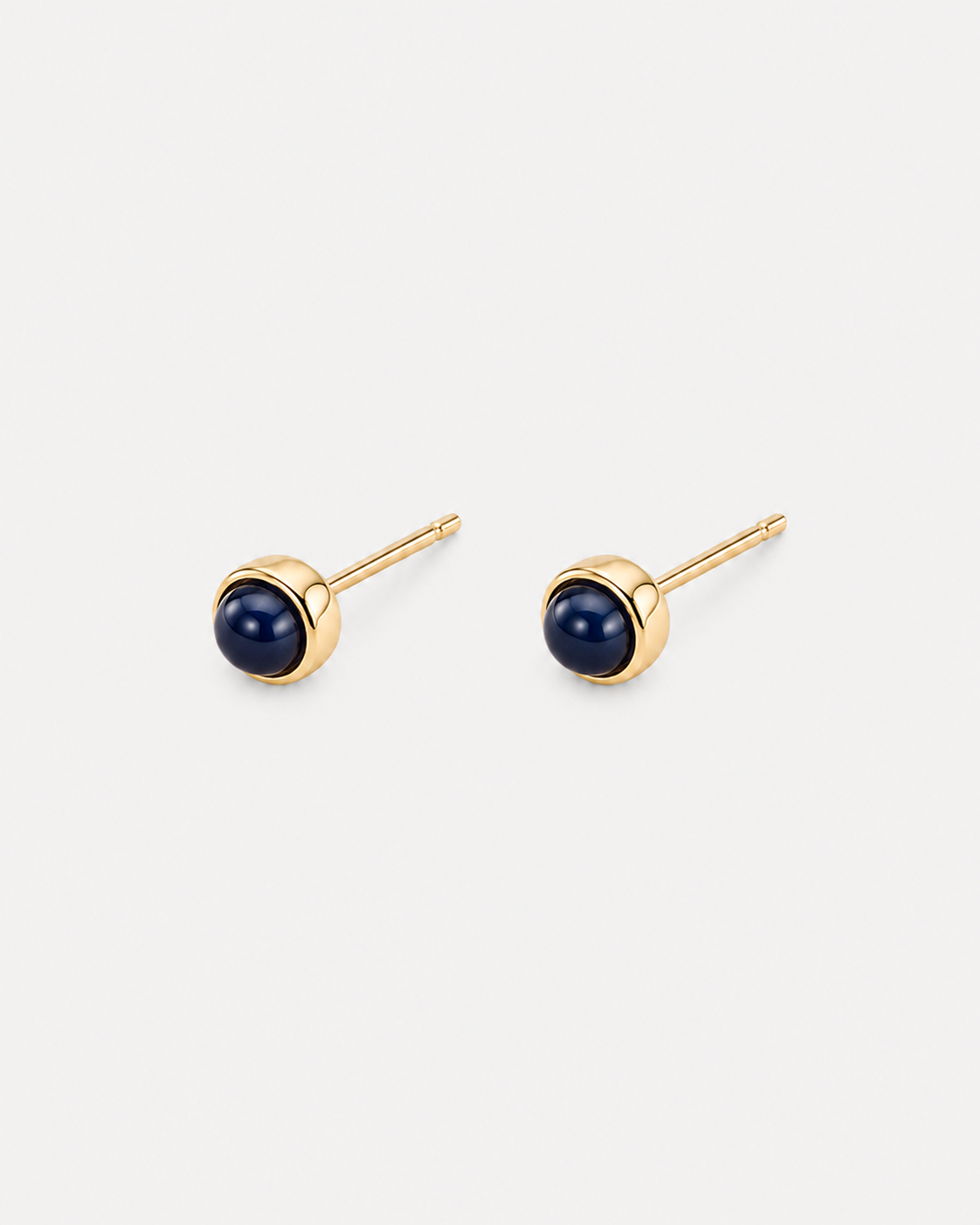 Blue Sapphire Cabochon Bezel Studs