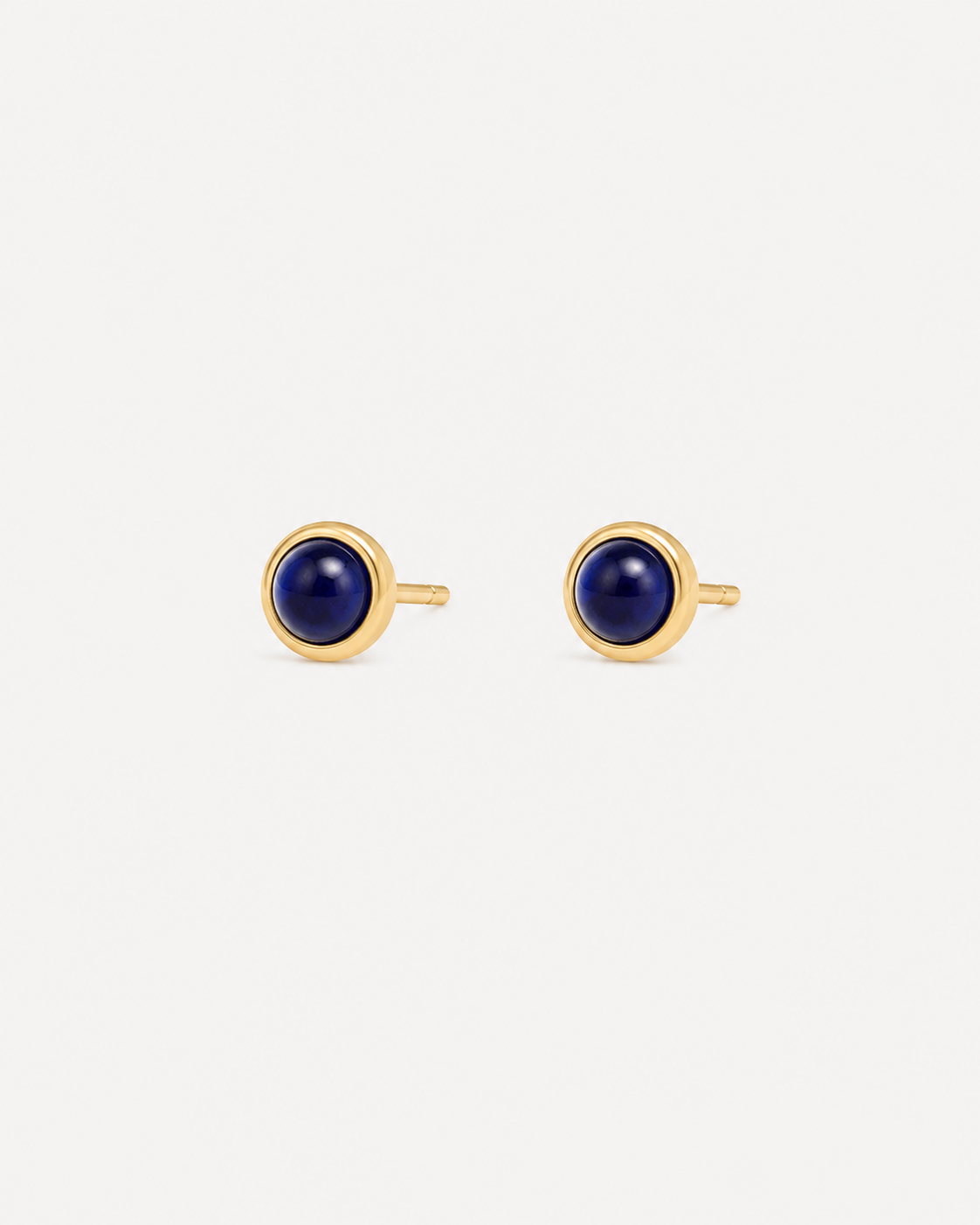 Blue Sapphire Cabochon Bezel Studs