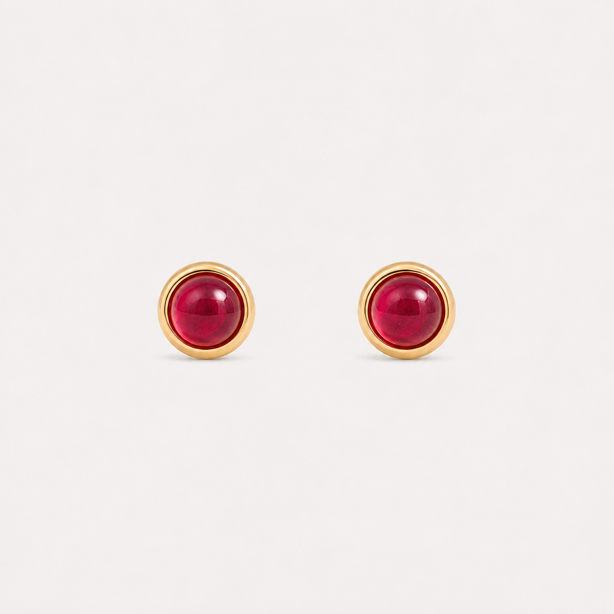 Ruby Cabochon Bezel Studs