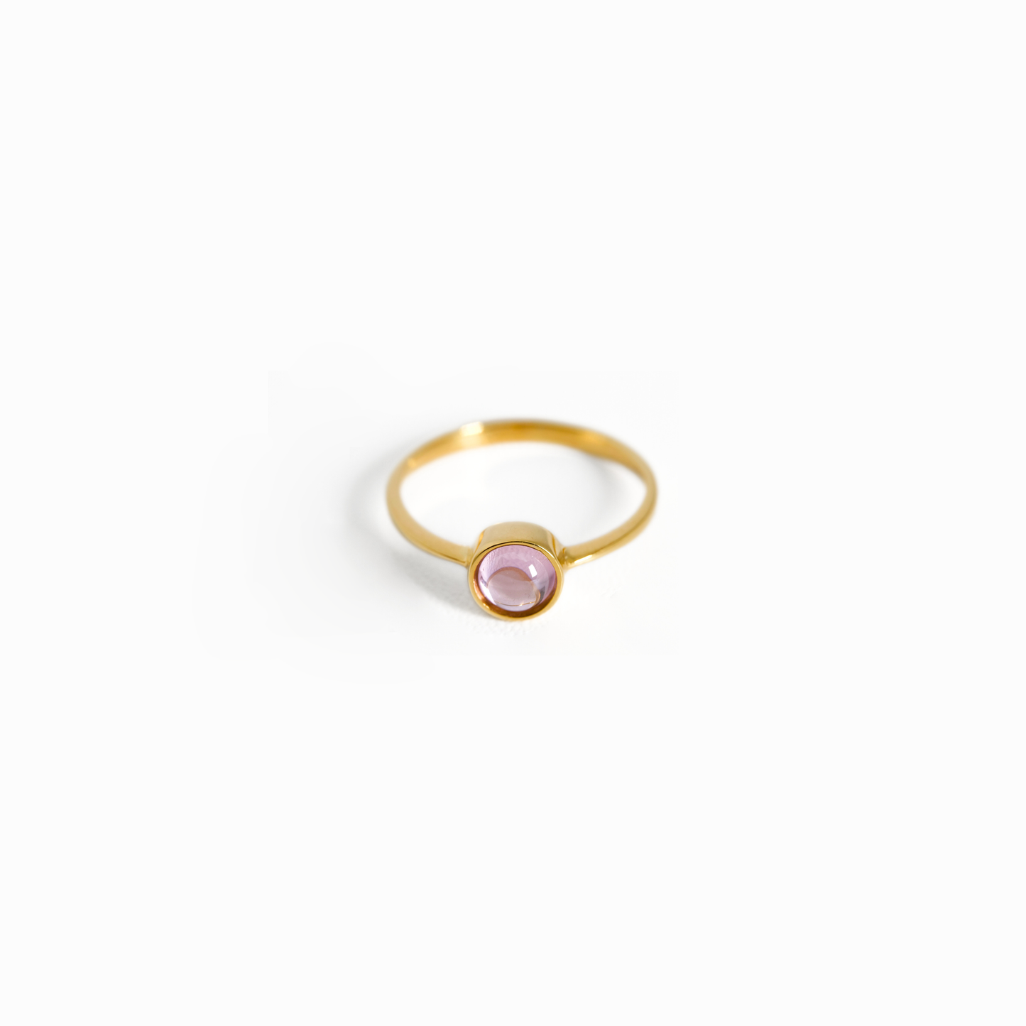 Pink Sapphire Cabochon Bezel Ring