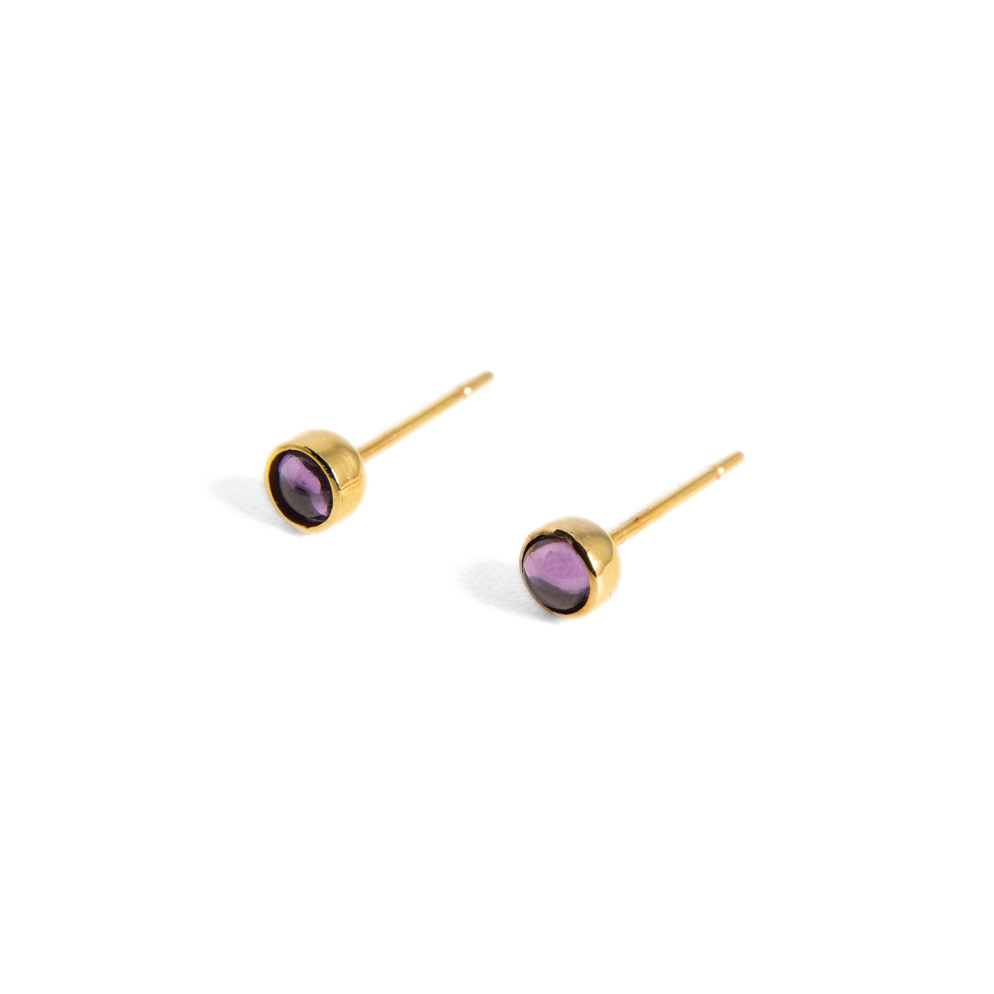 Amethyst Cabochon Bezel Studs