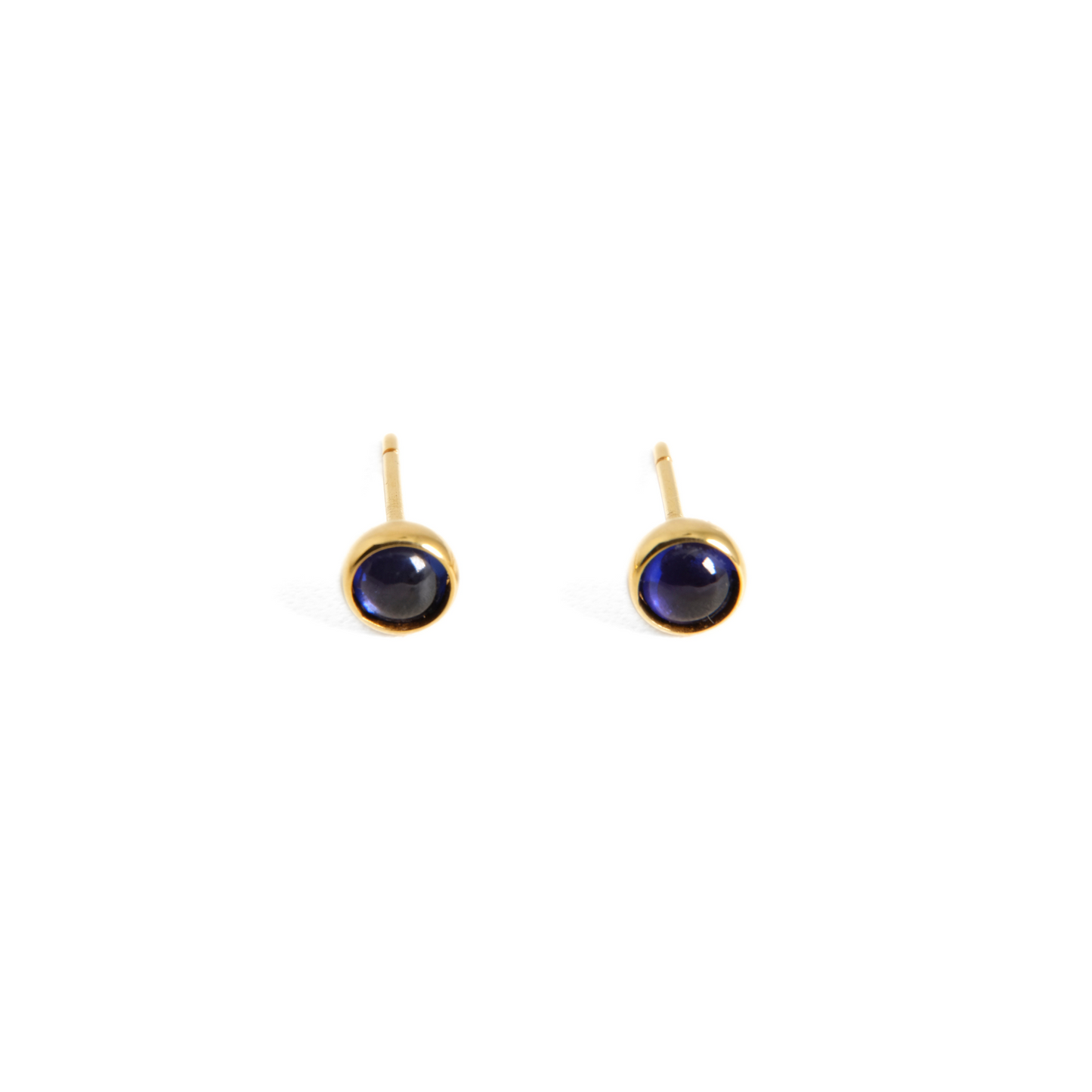 Blue Sapphire Cabochon Bezel Studs