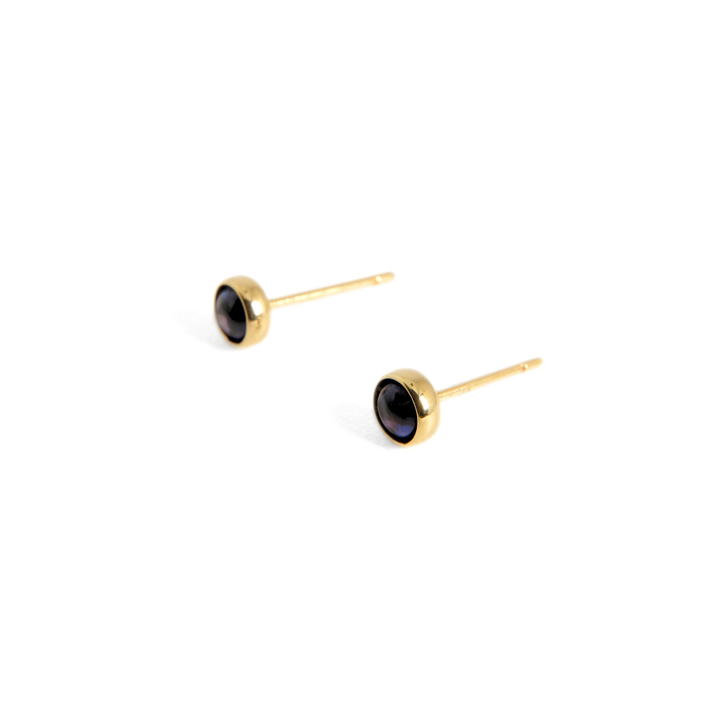 Blue Sapphire Cabochon Bezel Studs