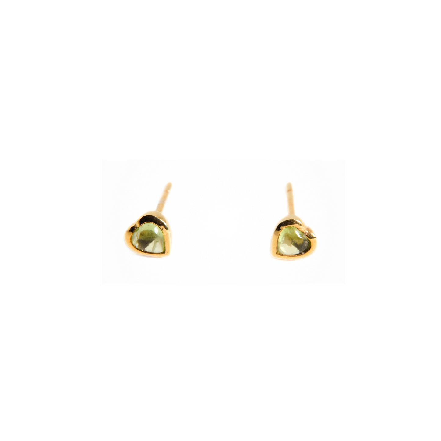 Heart Peridot Cabochon Bezel Studs
