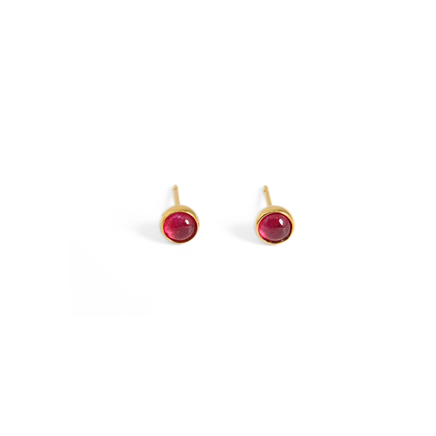Ruby Cabochon Bezel Studs