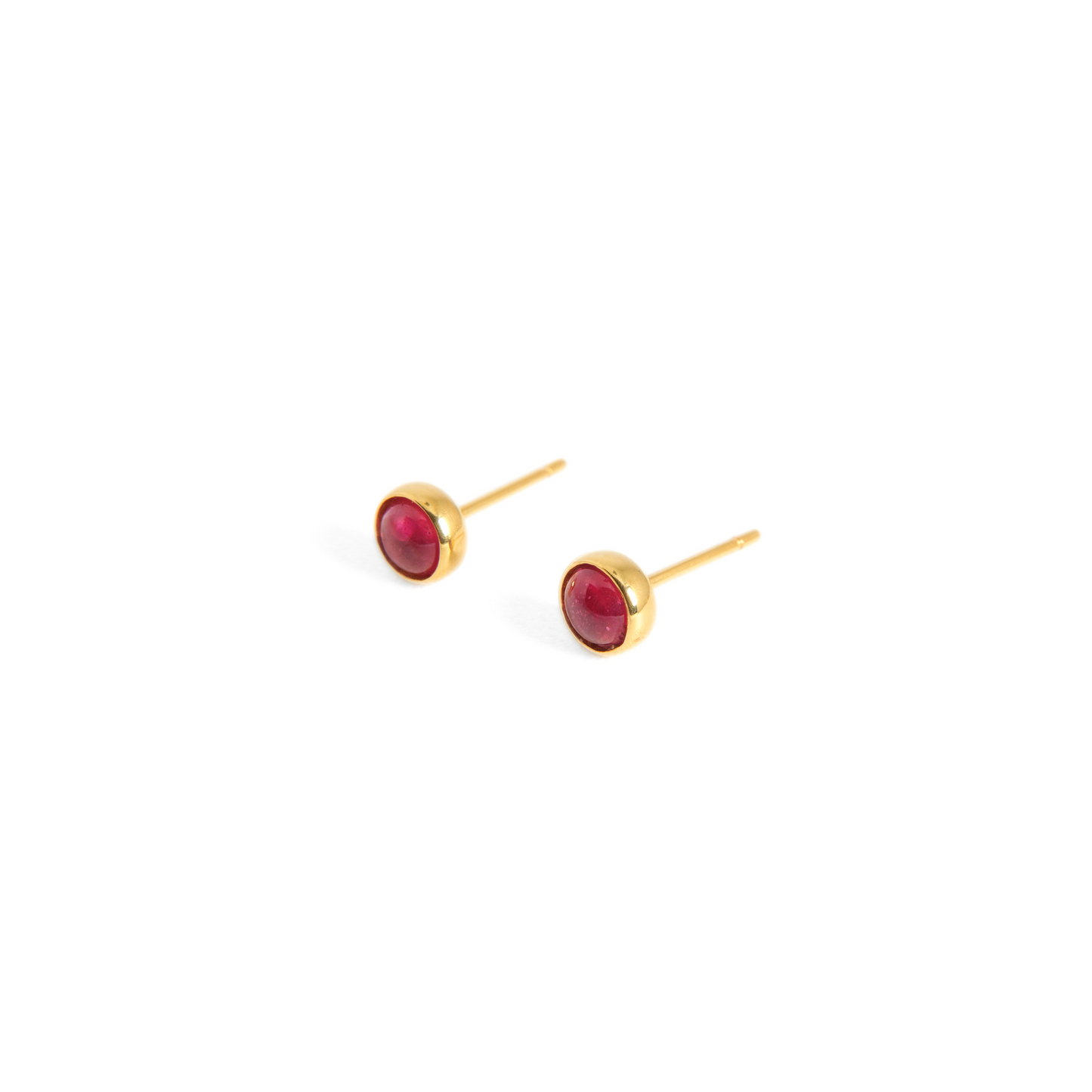 Ruby Cabochon Bezel Studs