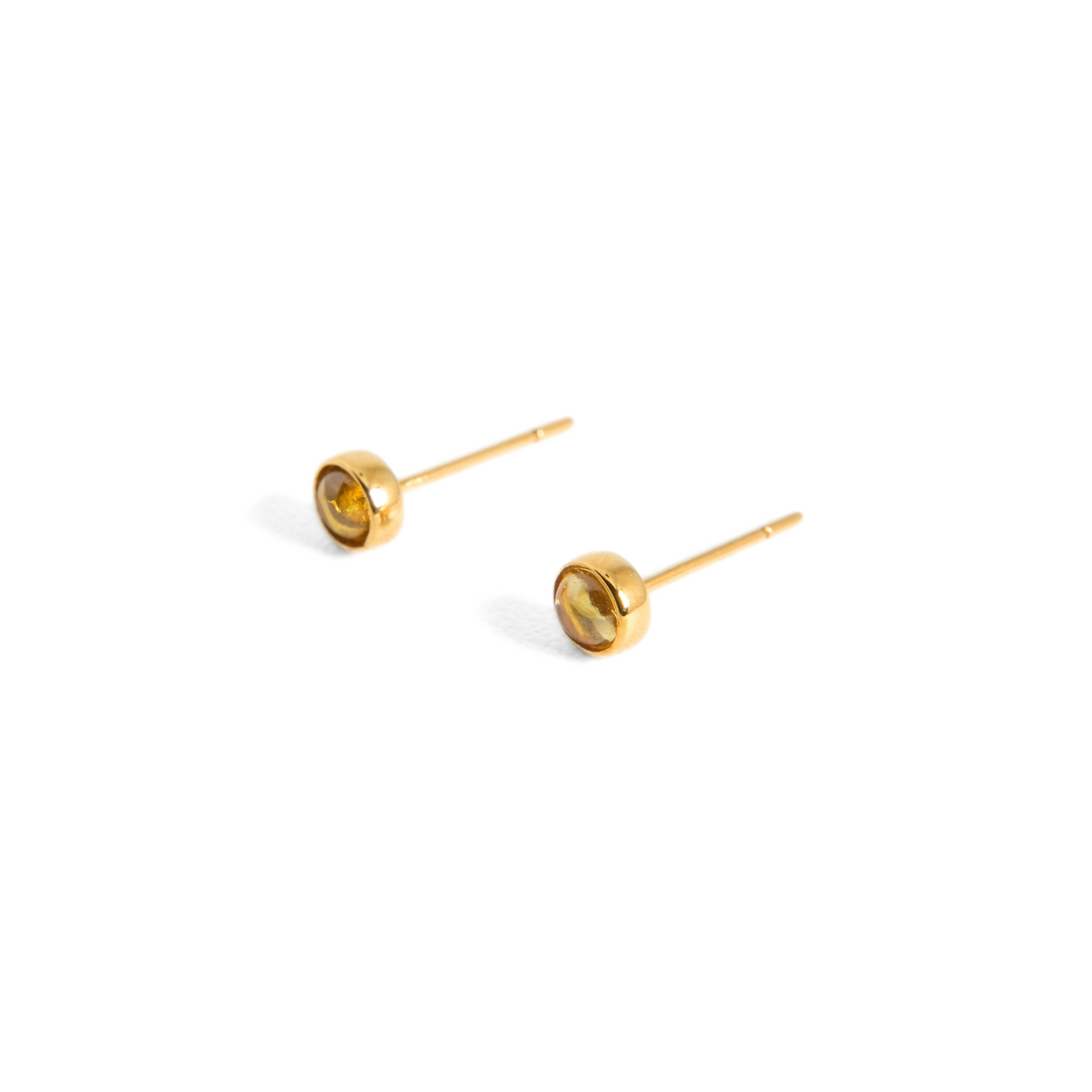 Yellow Topaz Cabochon Bezel Studs