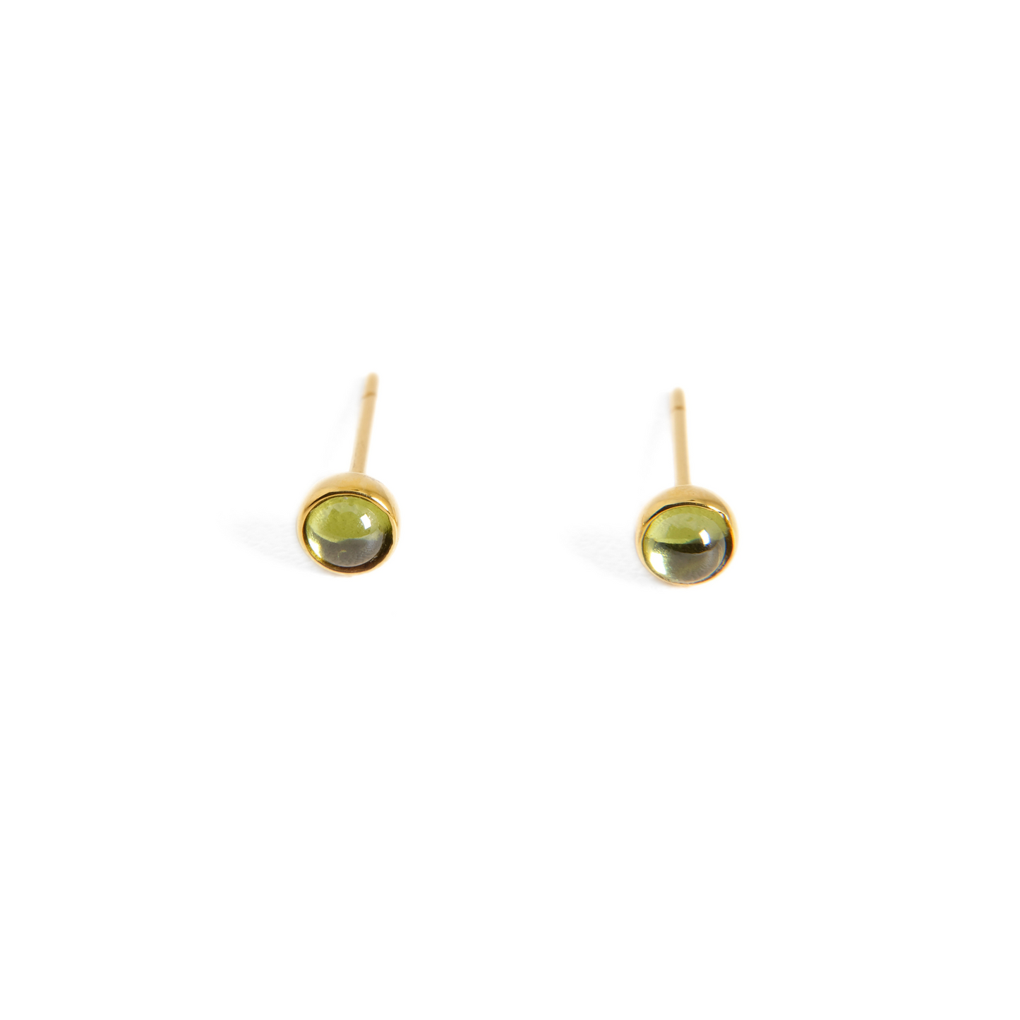 Green Tourmaline Cabochon Bezel Studs
