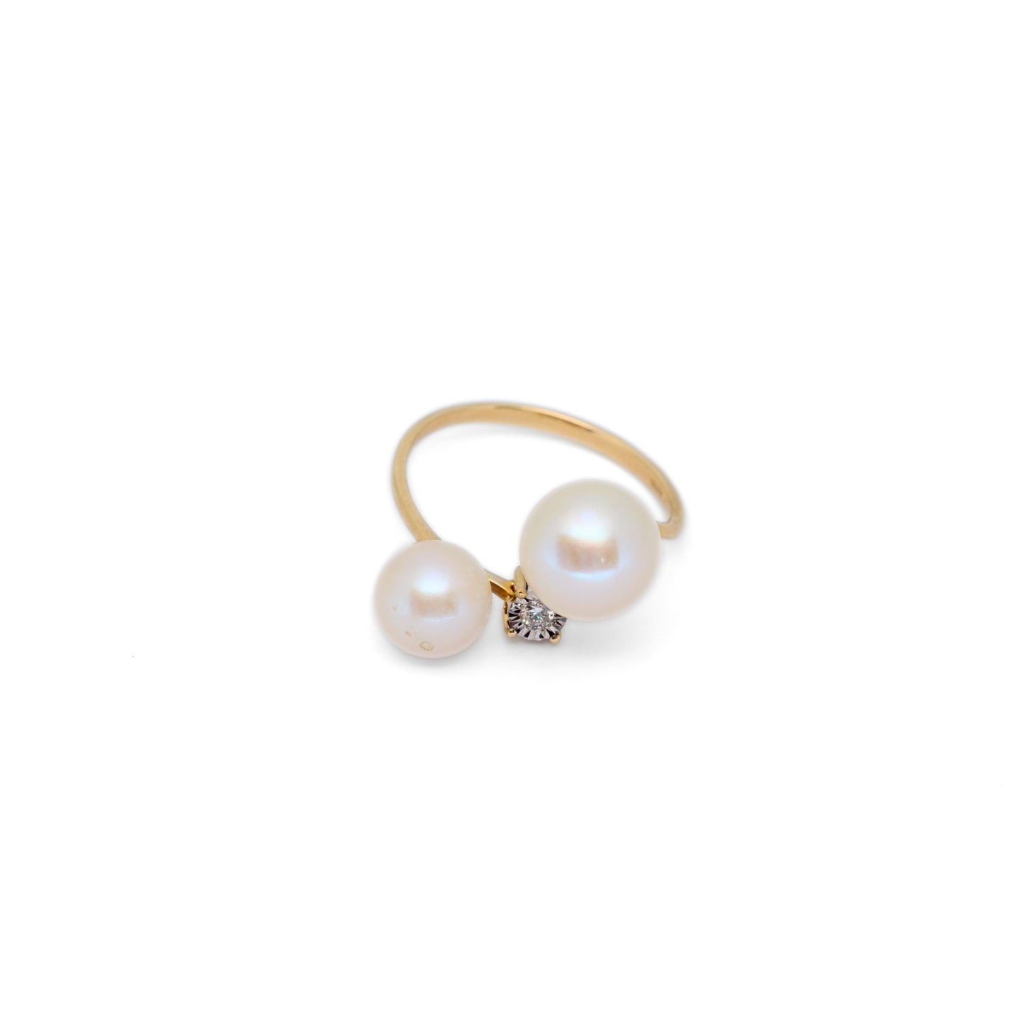 Double Pearl Diamond Ring