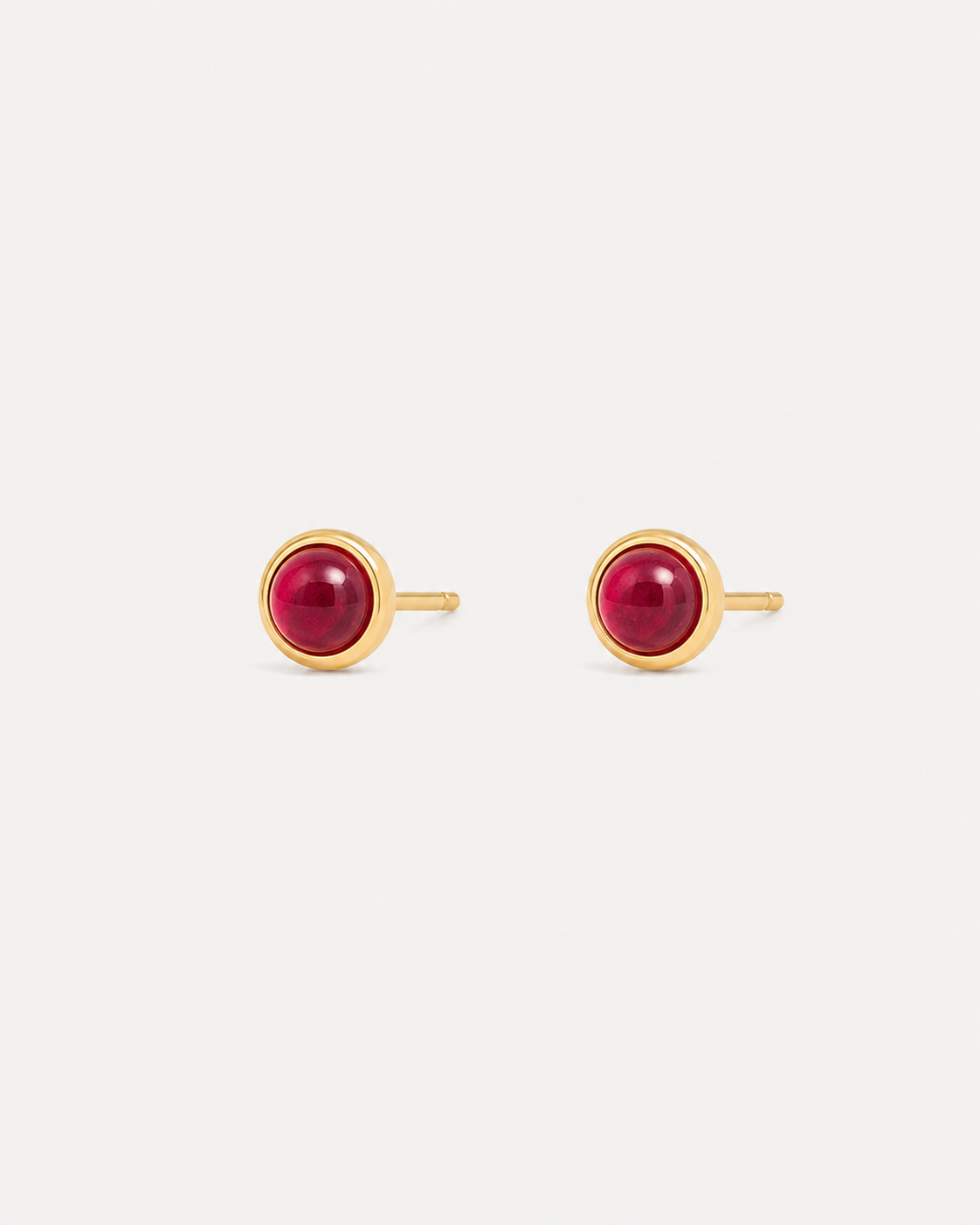 Ruby Cabochon Bezel Studs