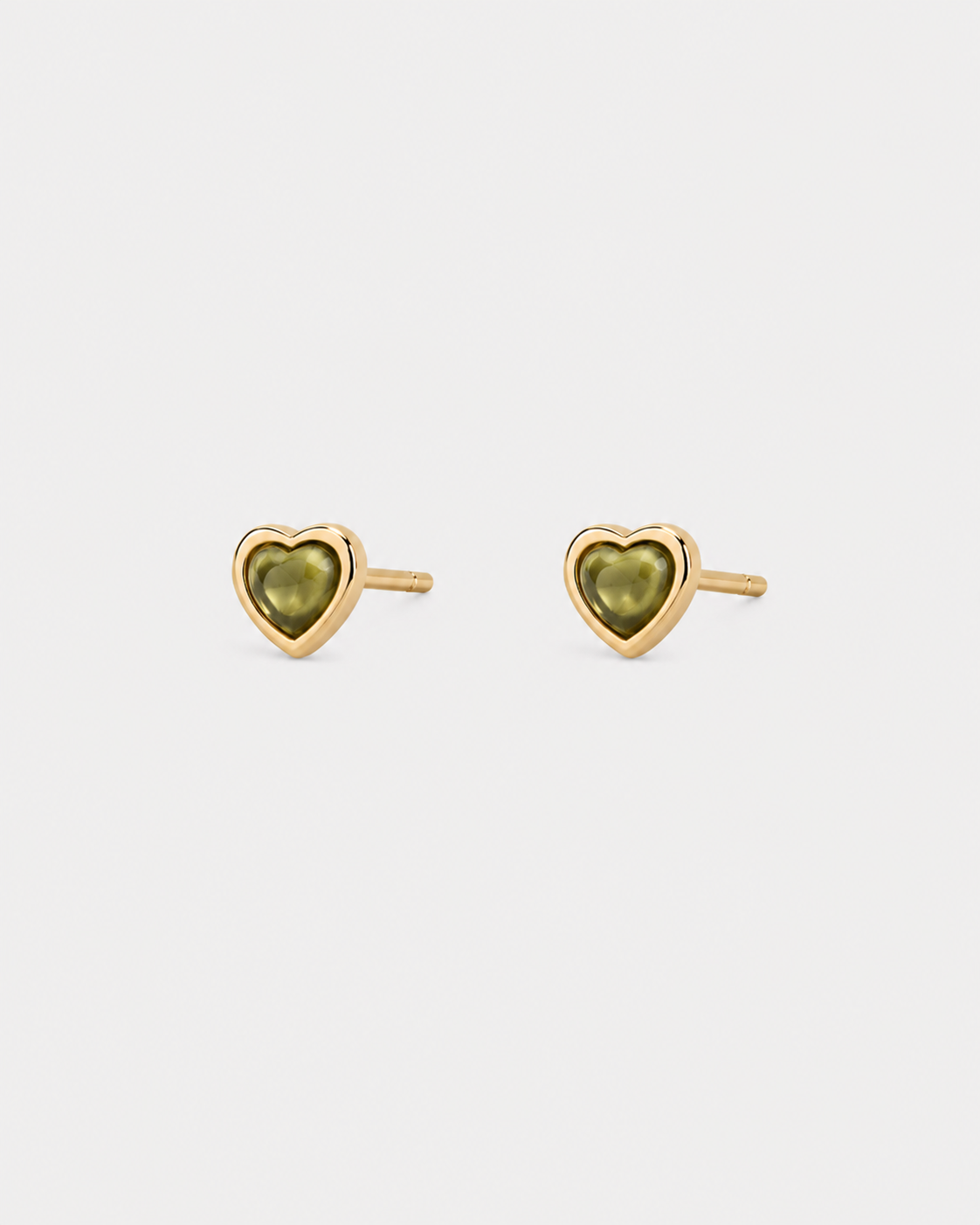 Heart Peridot Cabochon Bezel Studs