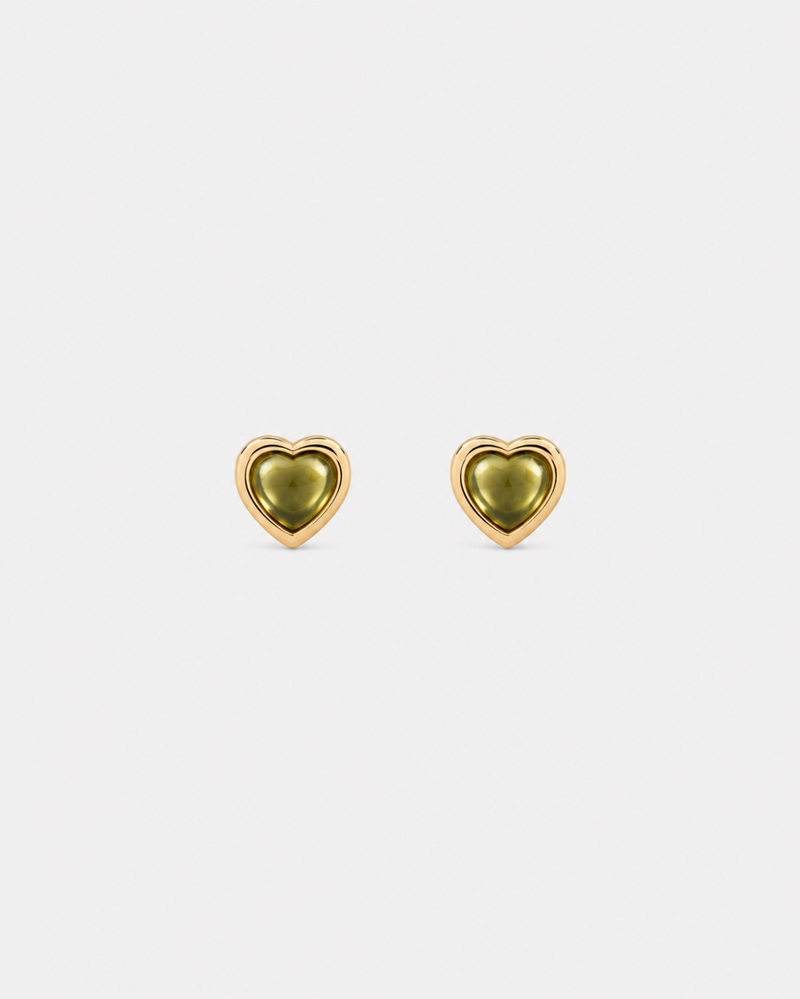 Heart Peridot Cabochon Bezel Studs