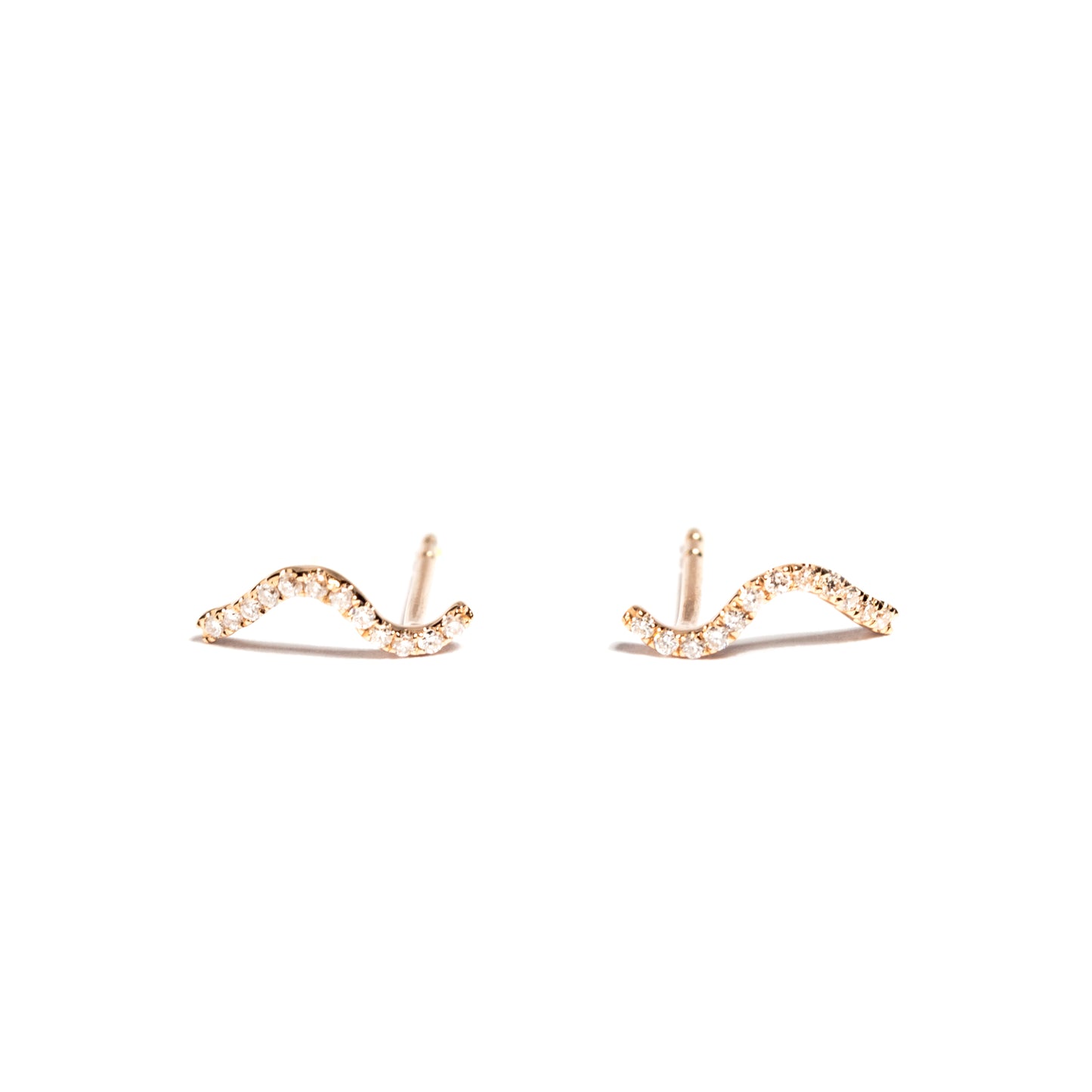 Diamond Wave Studs - Rose Gold