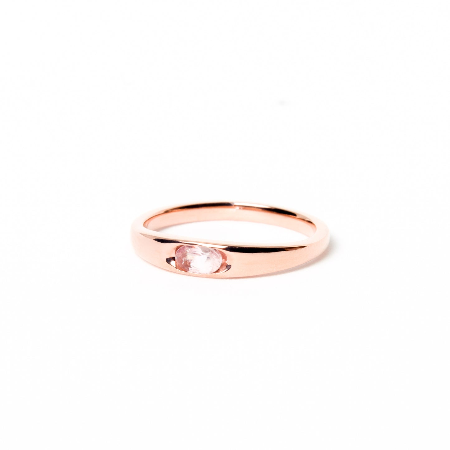 Baby Pink Morganite Signet Ring - Rose Gold