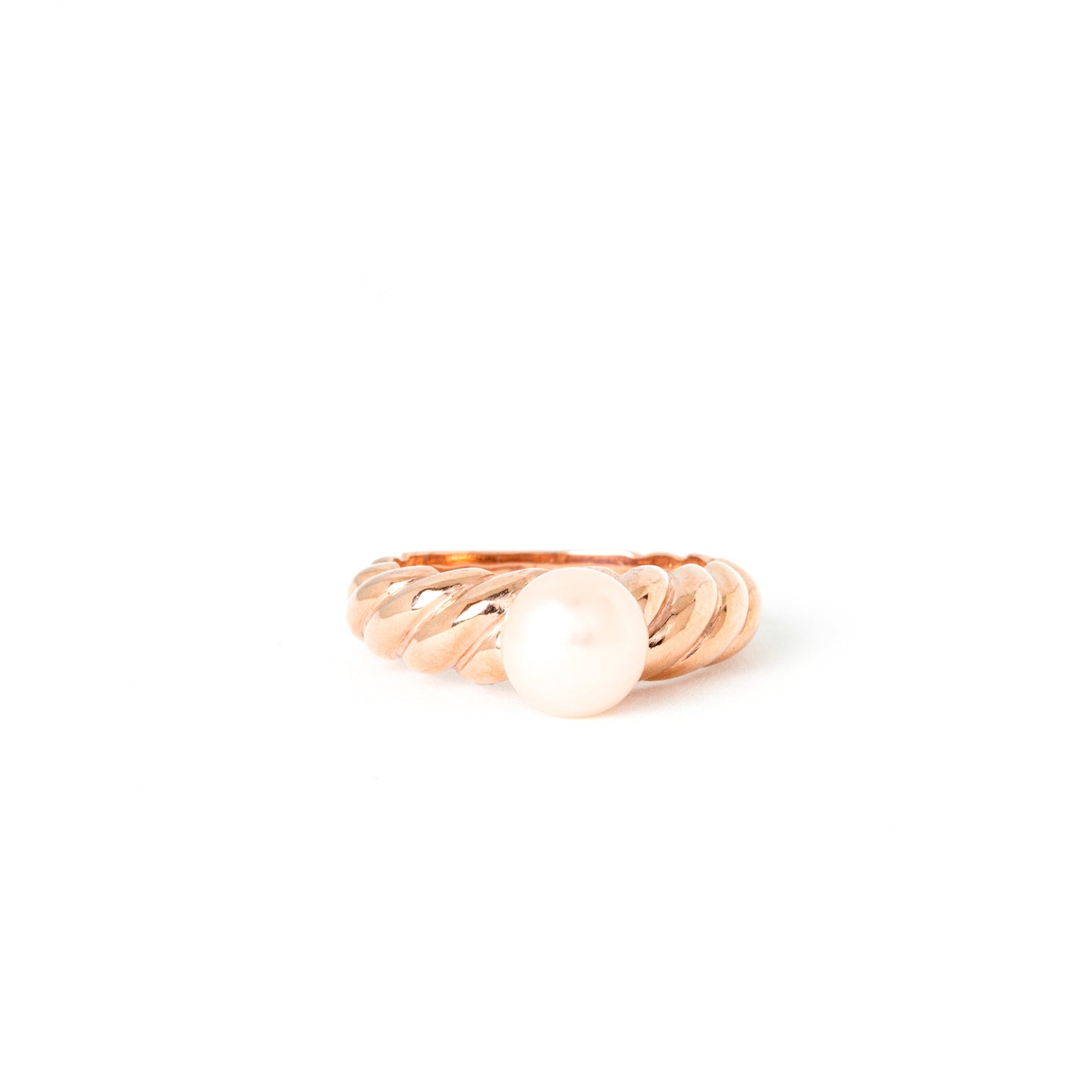 Pearl Croissant Ring - Rose Gold