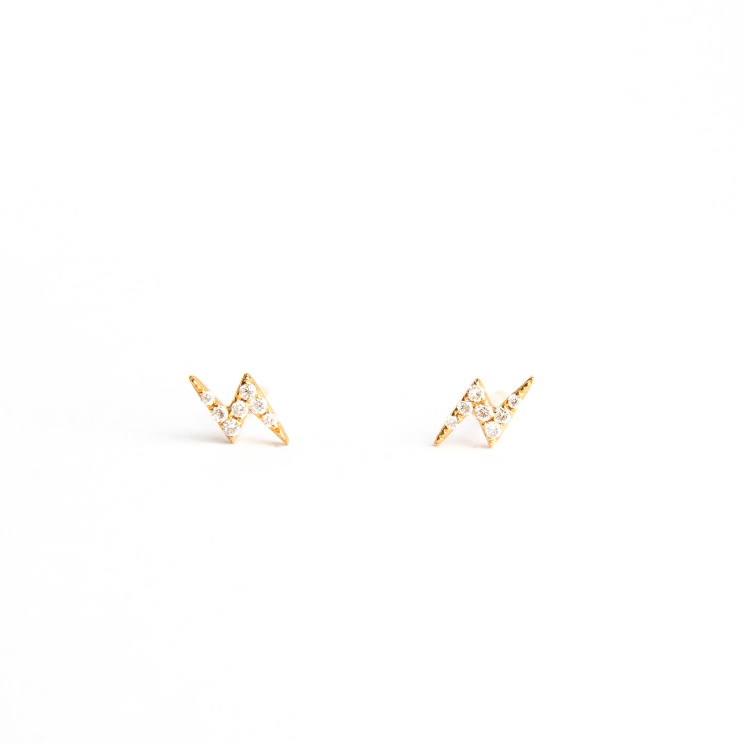 Diamond Lightning Studs - Yellow Gold