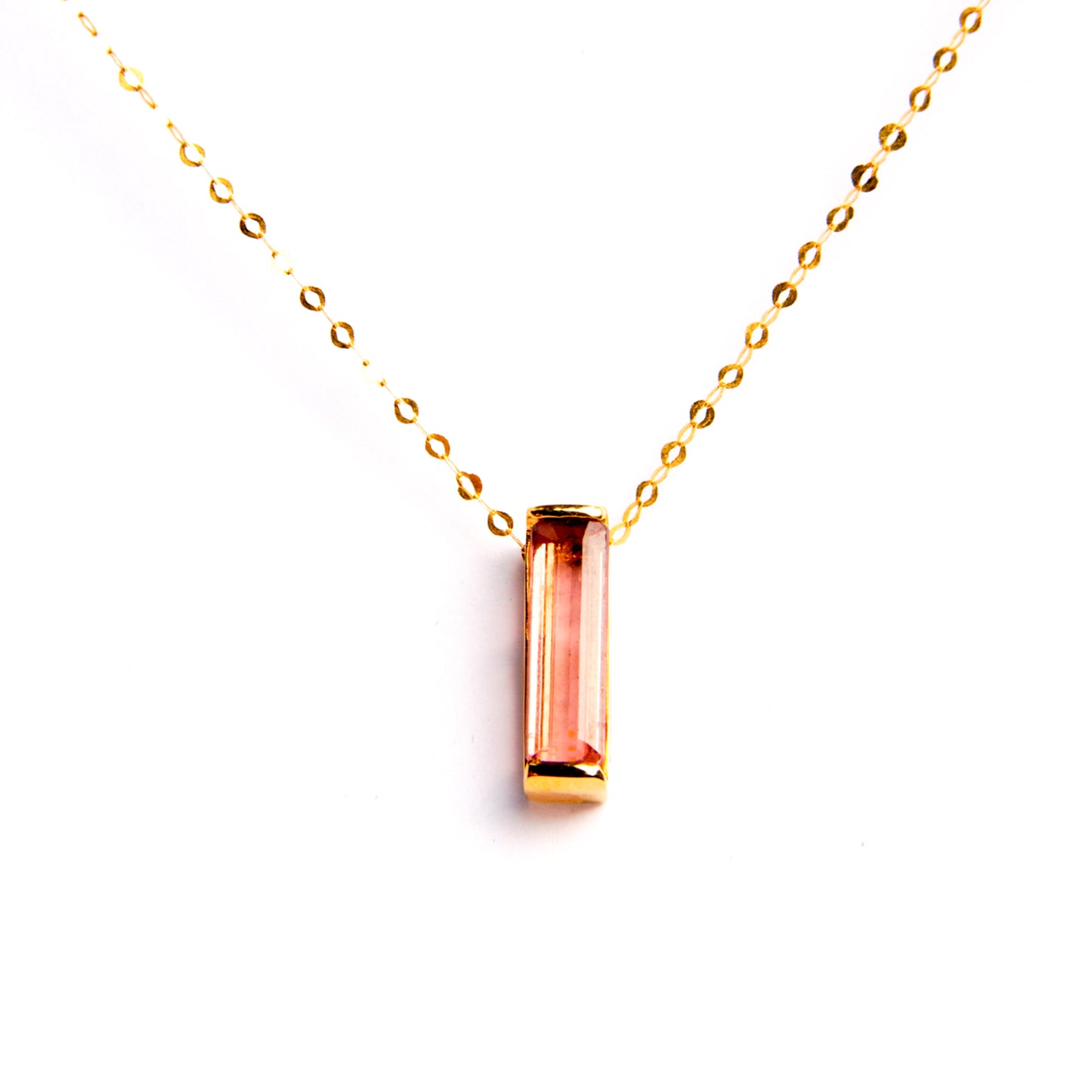Astrid Watermelon Tourmaline Long Bar Necklace