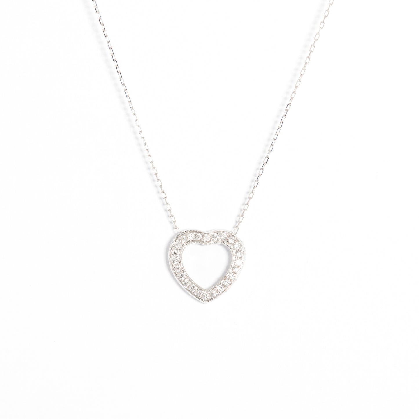 Heart Diamond Necklace - White Gold