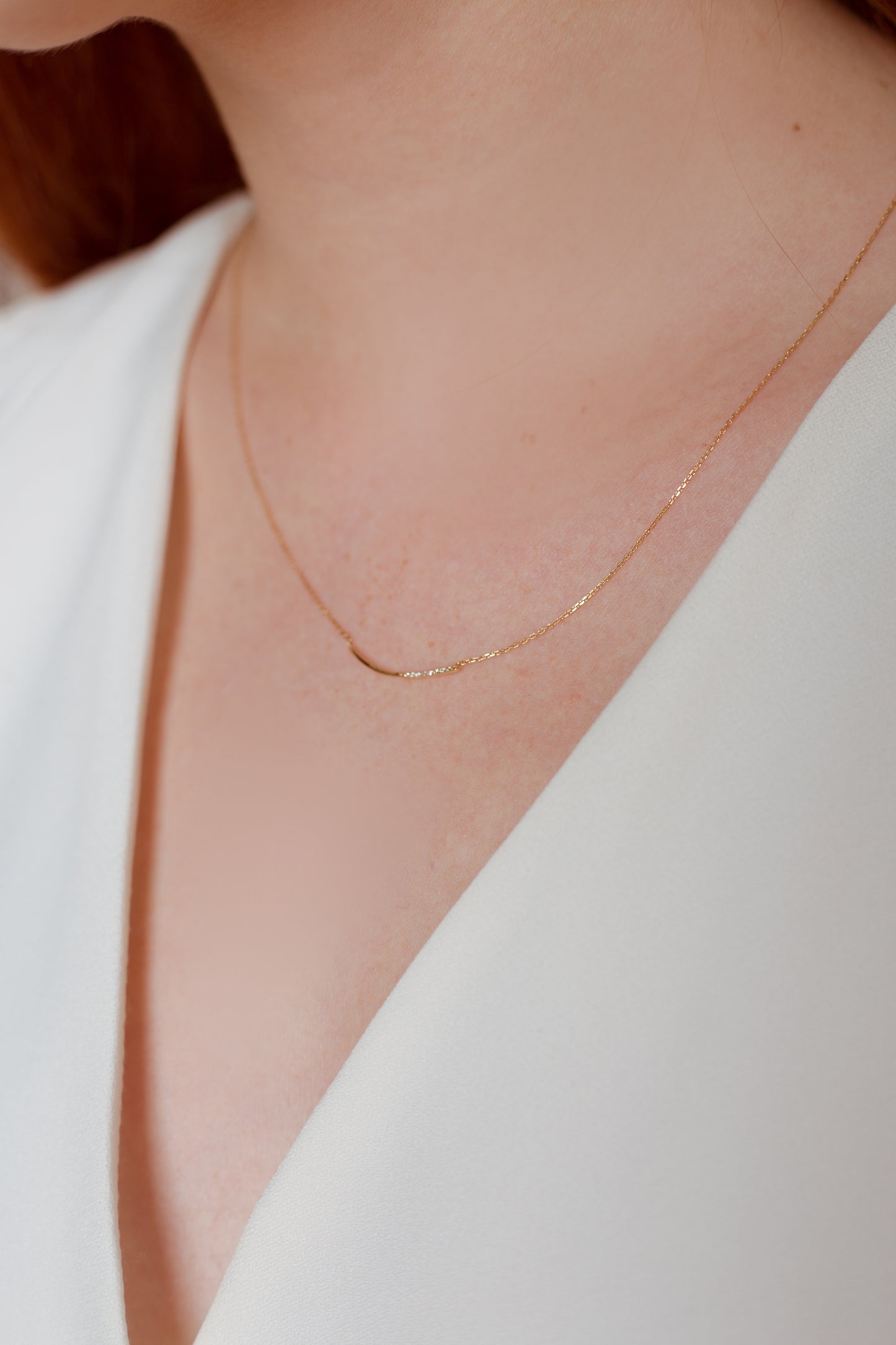 Lena Diamond Row Necklace - Yellow Gold