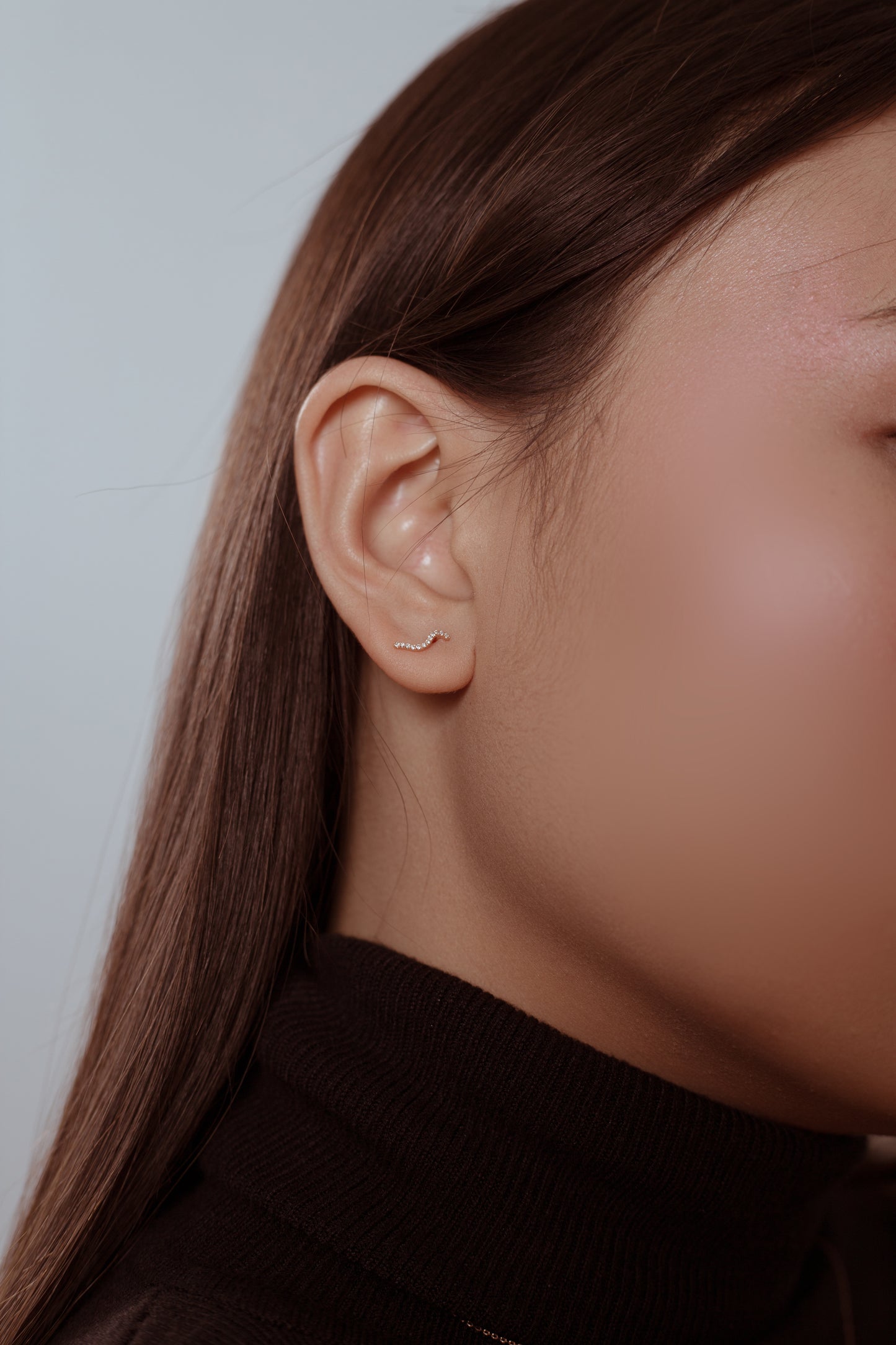 Diamond Wave Studs - Rose Gold