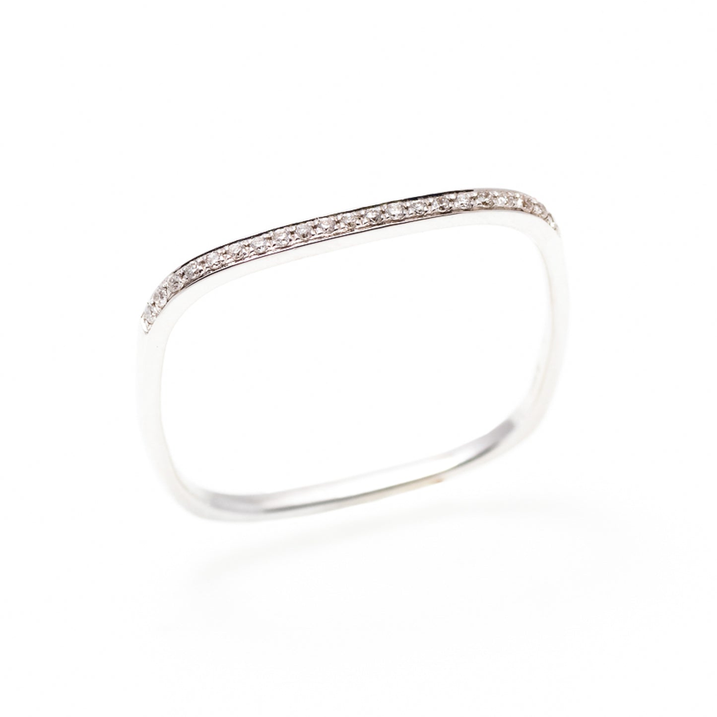 Ezra Pavé Diamond Square Ring - White Gold