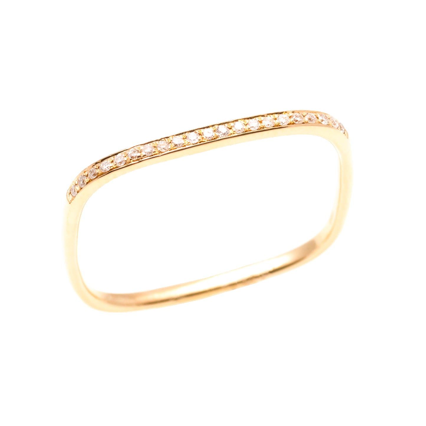 Ezra Pavé Diamond Square Ring - Yellow Gold