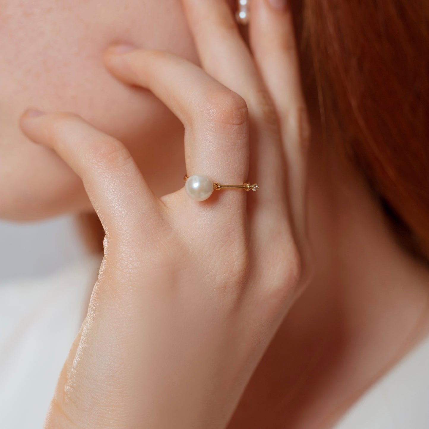 Isla Pearl Diamond Swivel Ring