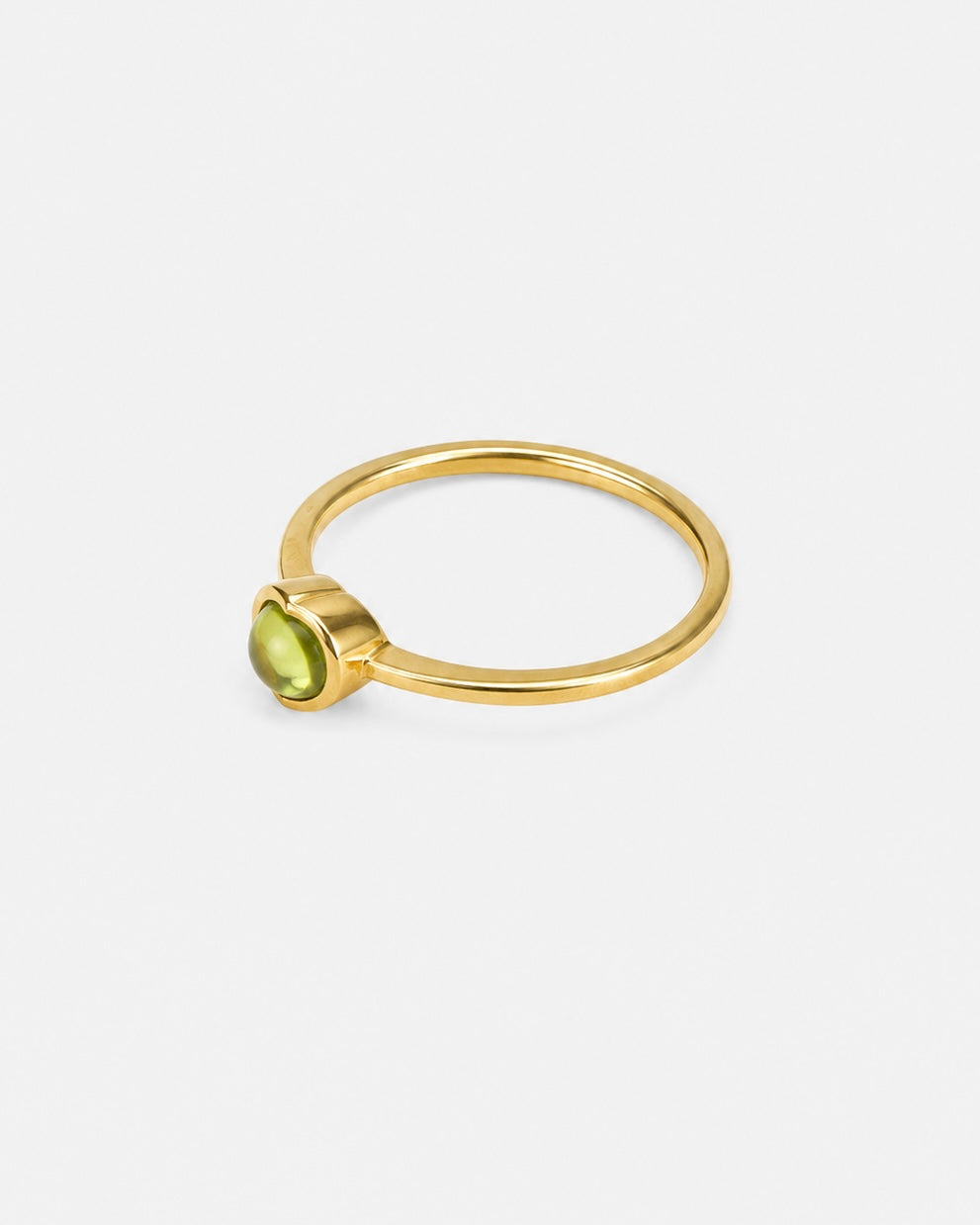 Heart Peridot Cabochon Bezel Ring
