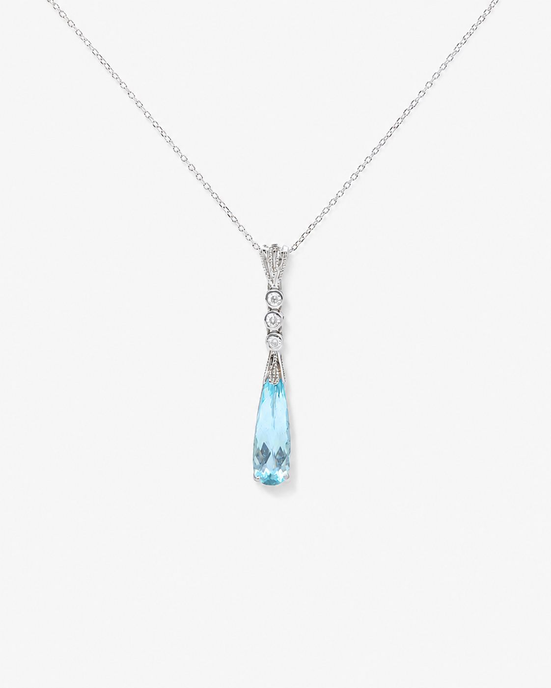 Drop Aquamarine Diamond Necklace