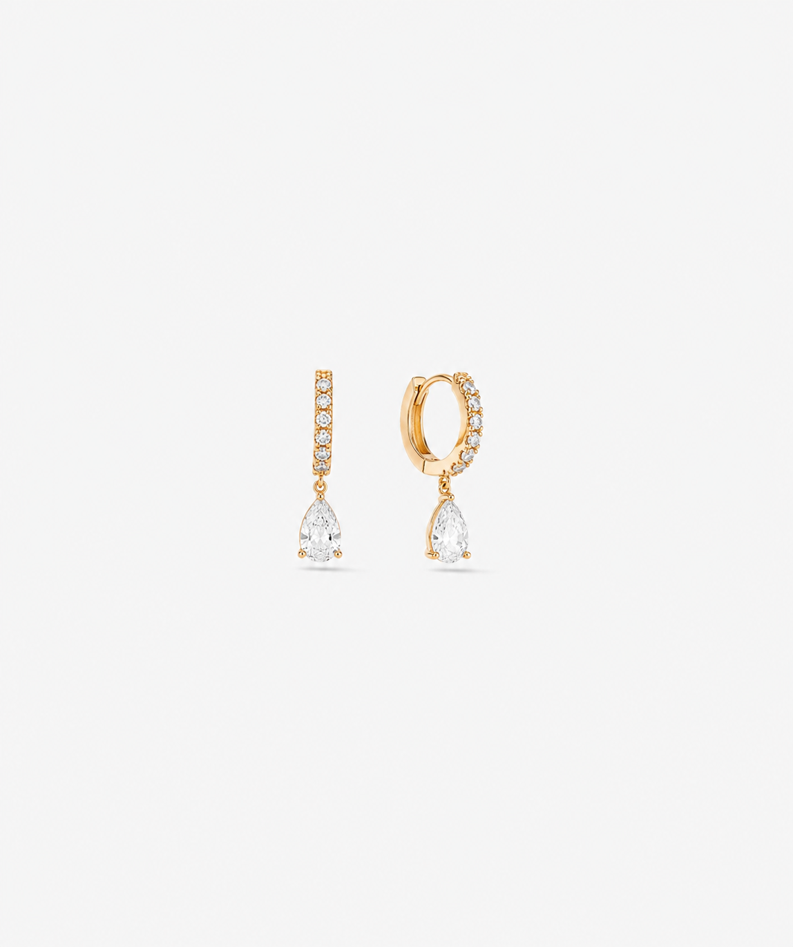 Diamond Dangling Hoop Earrings - Yellow Gold