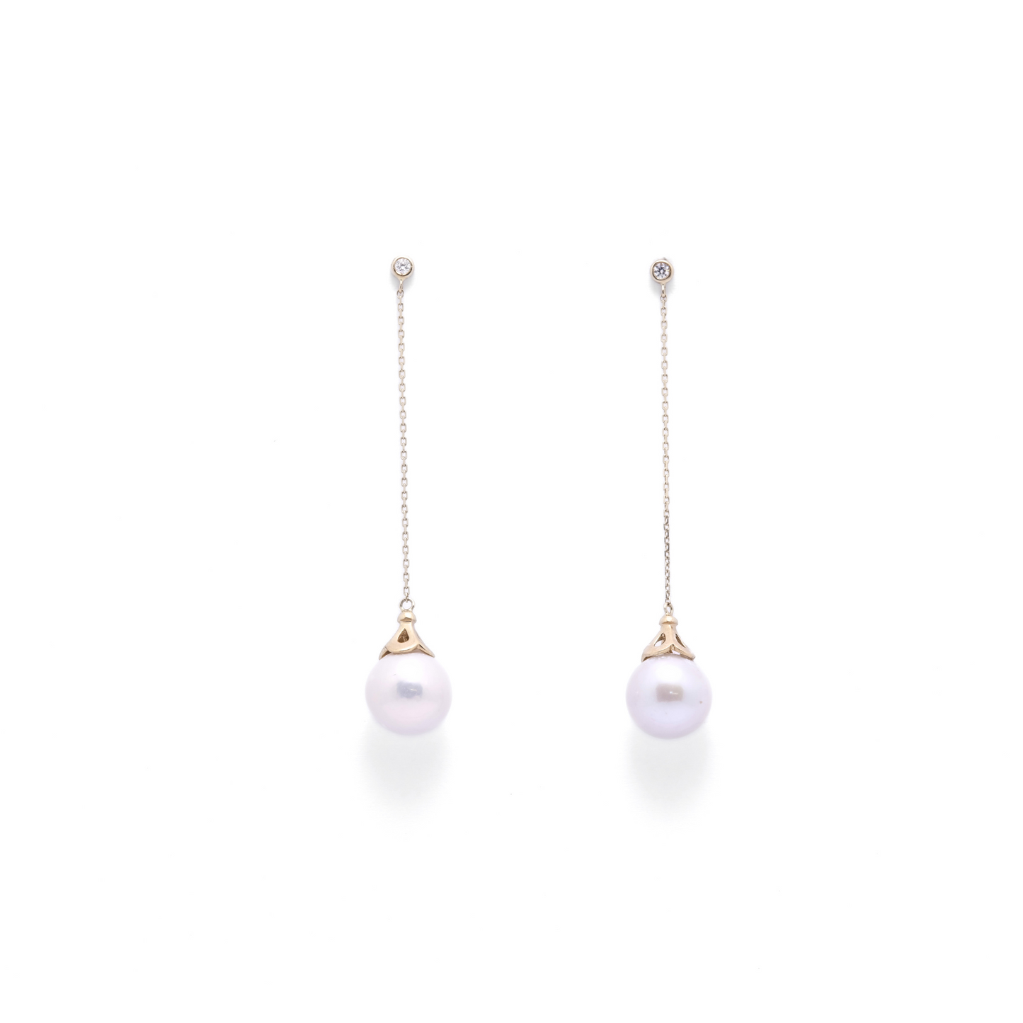 Pearl Diamond Drop Earrings
