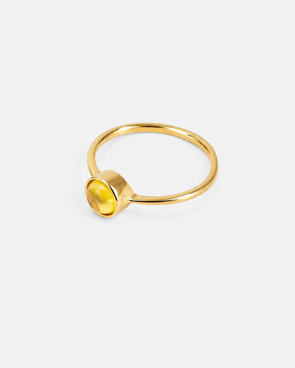 Yellow Topaz Cabochon Bezel Ring