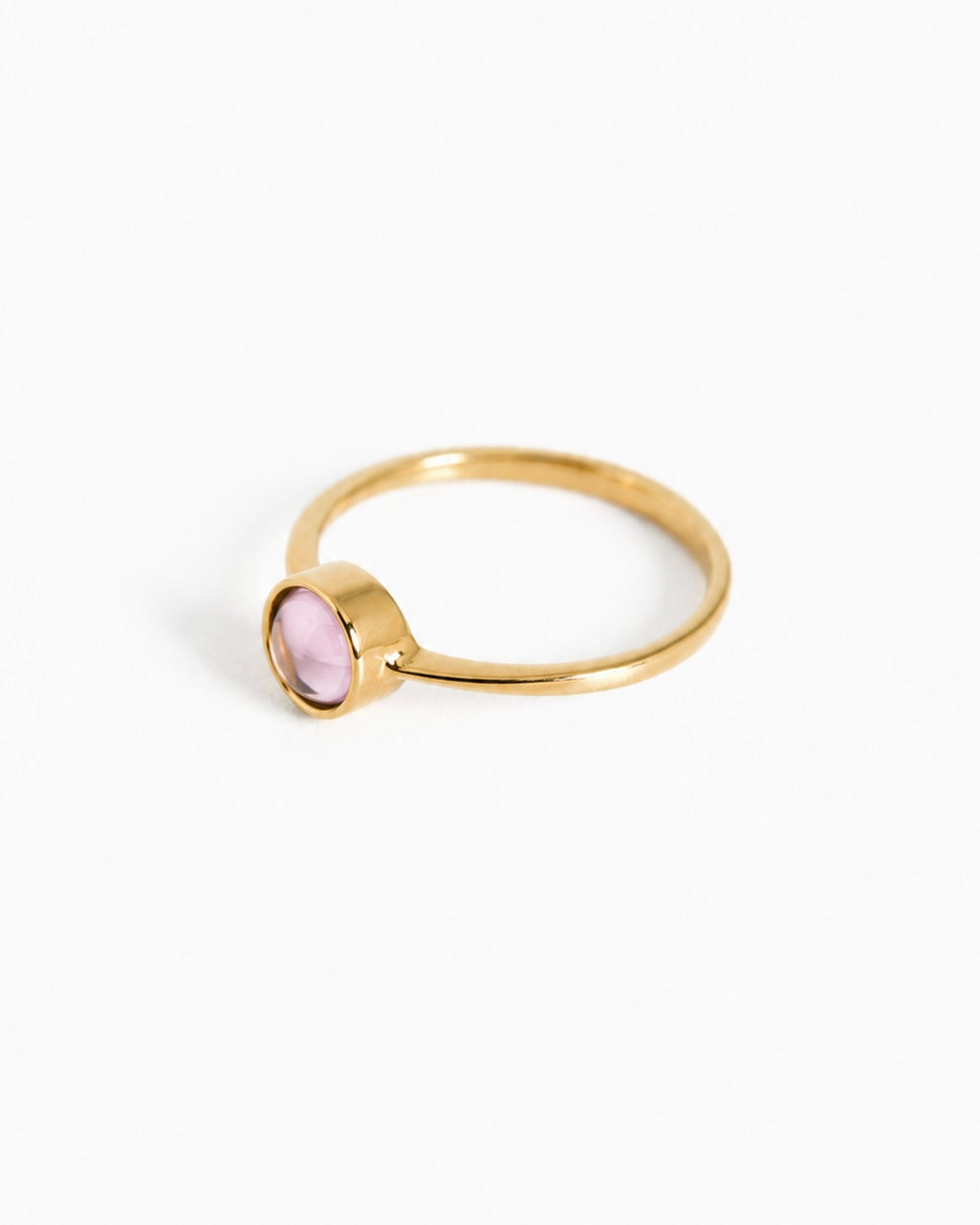 Pink Sapphire Cabochon Bezel Ring