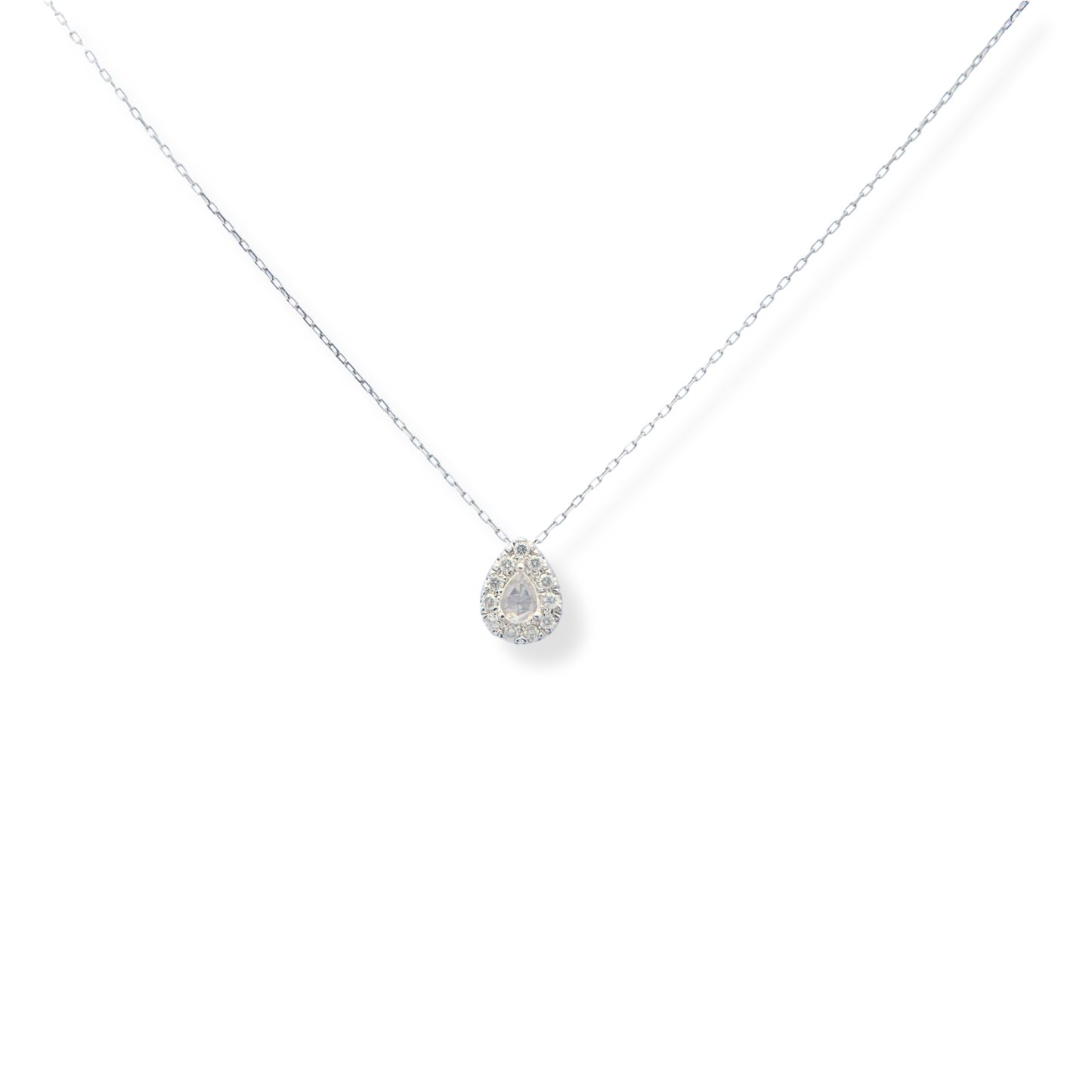 Rose Cut Dew Drop Diamond Necklace