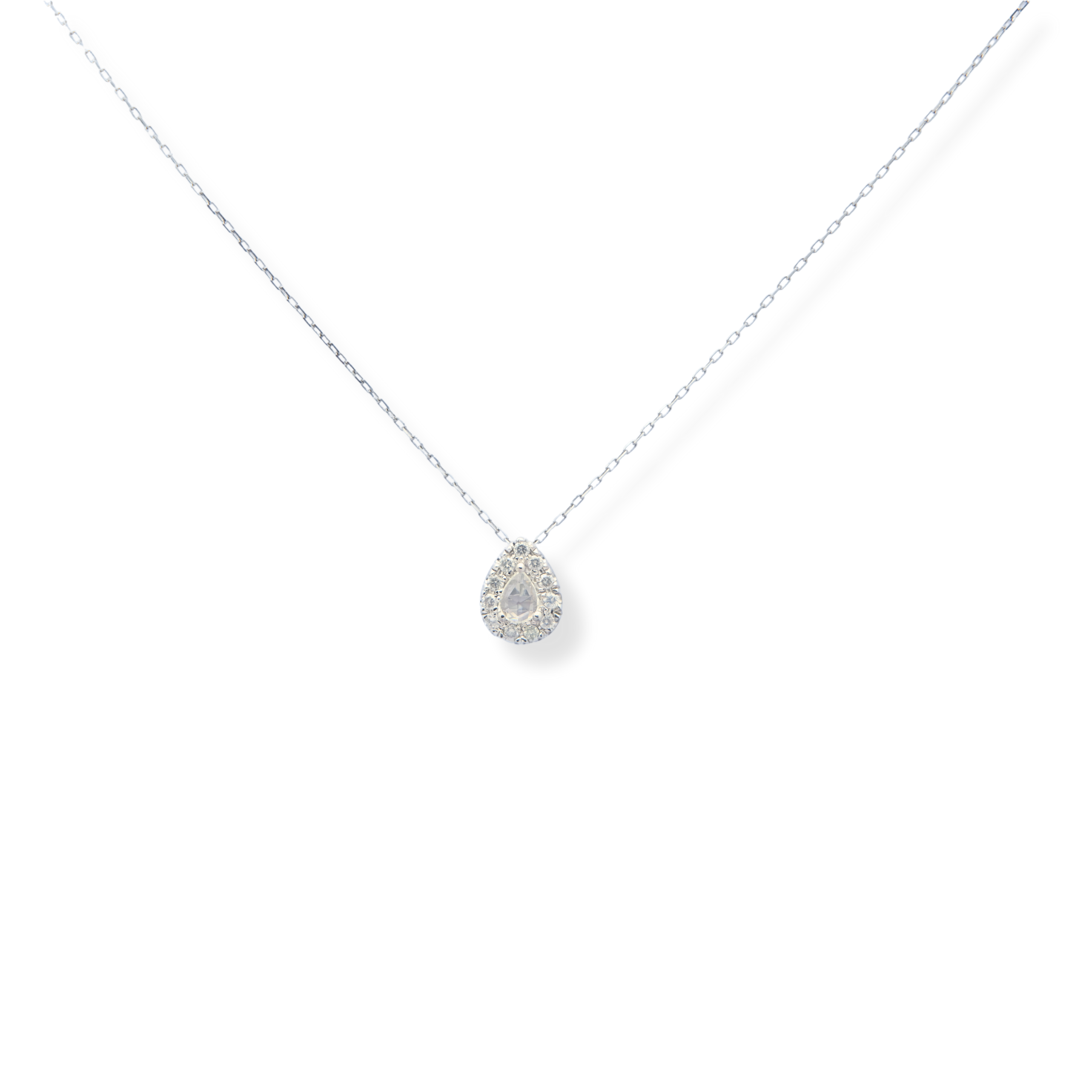 Rose Cut Dew Drop Diamond Necklace