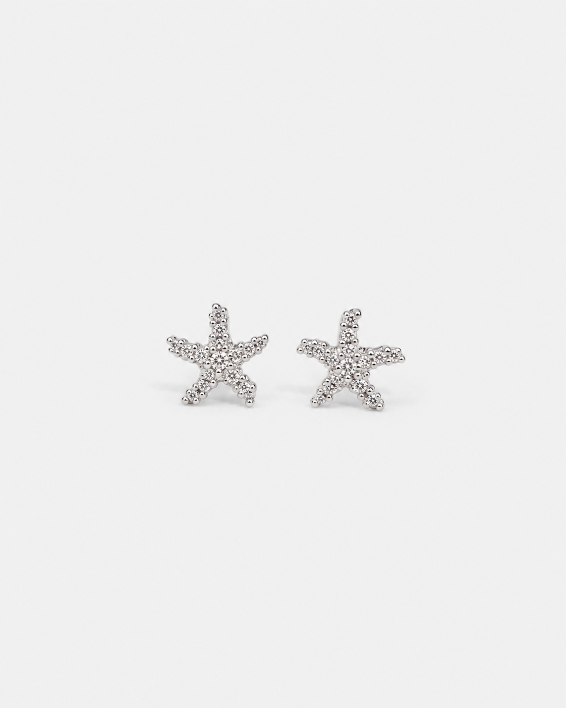 Diamond Starfish Studs - White Gold