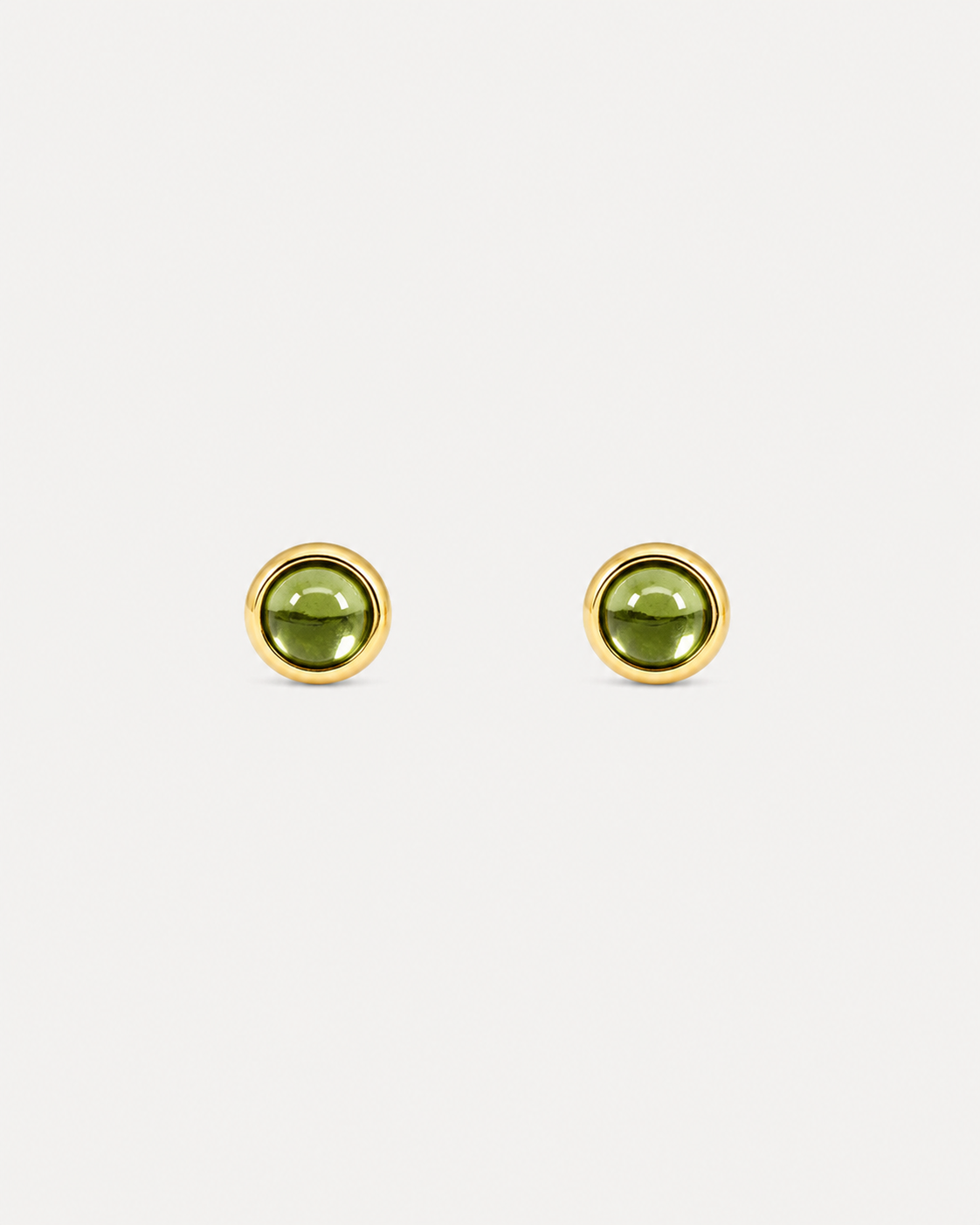 Green Tourmaline Cabochon Bezel Studs
