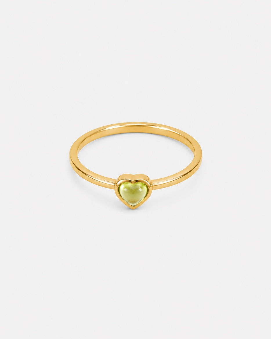 Heart Peridot Cabochon Bezel Ring
