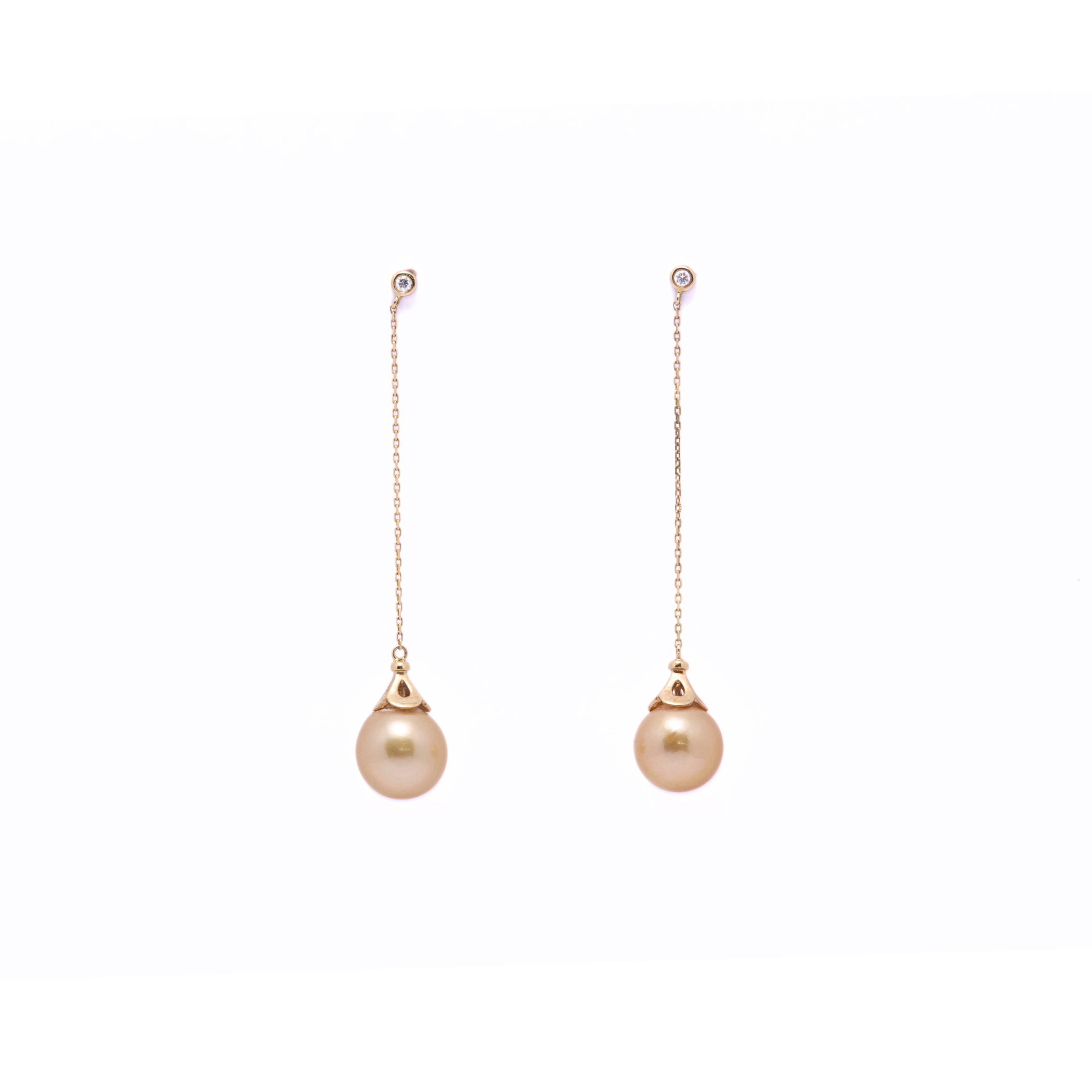 Pearl Diamond Drop Earrings (South Sea Pearls)