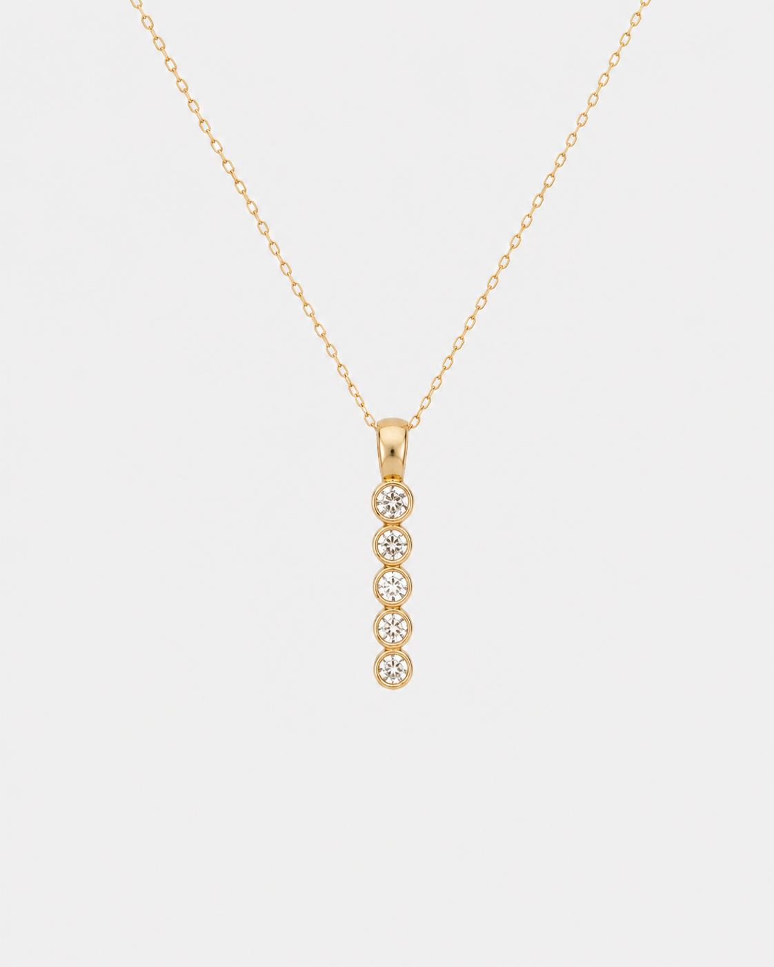 Graduated 5-Stone Diamond Drop Necklace