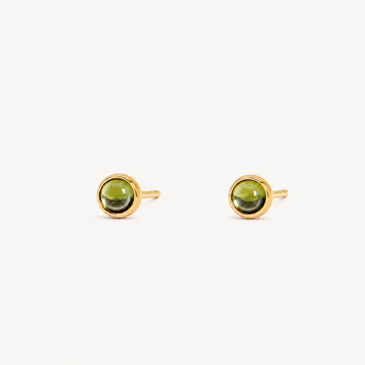 Green Tourmaline Cabochon Bezel Studs