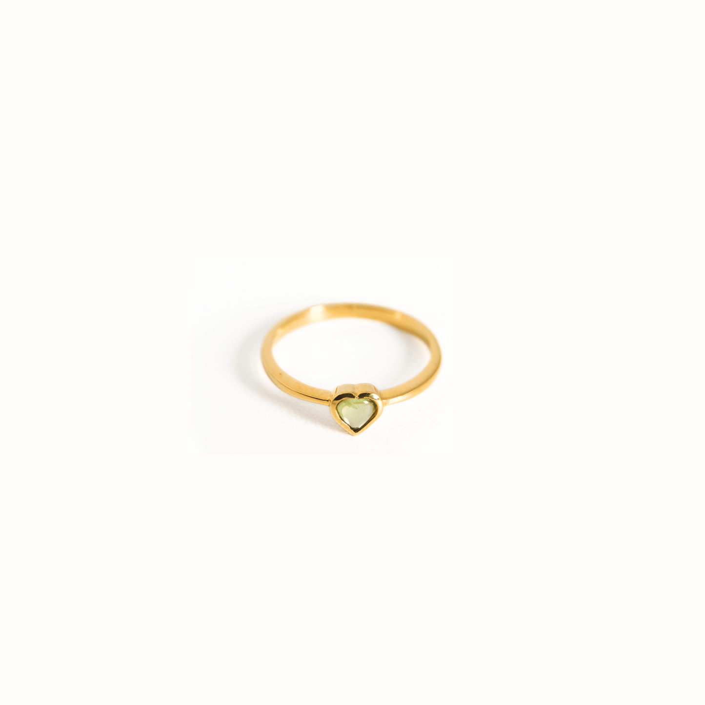 Heart Peridot Cabochon Bezel Ring