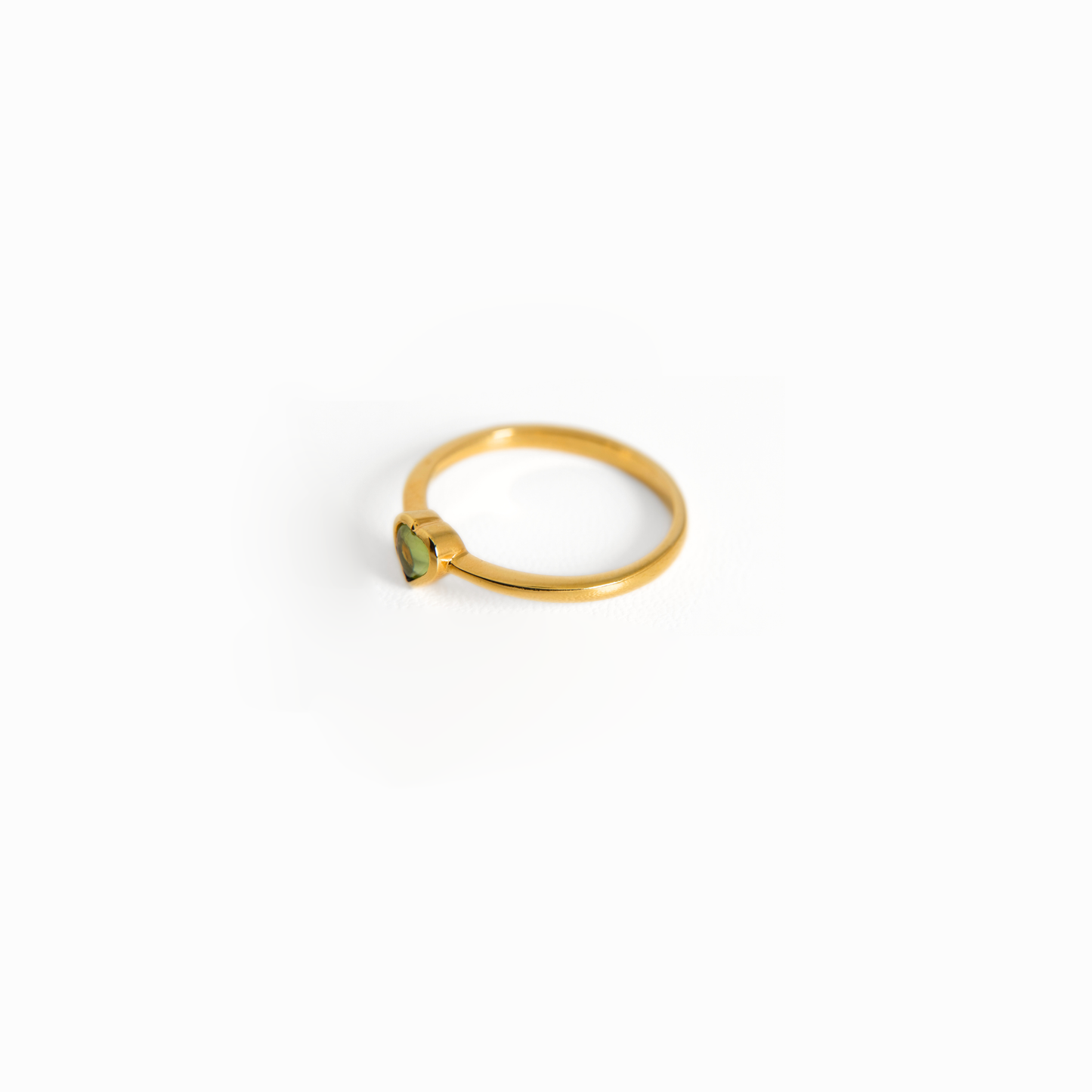 Heart Peridot Cabochon Bezel Ring