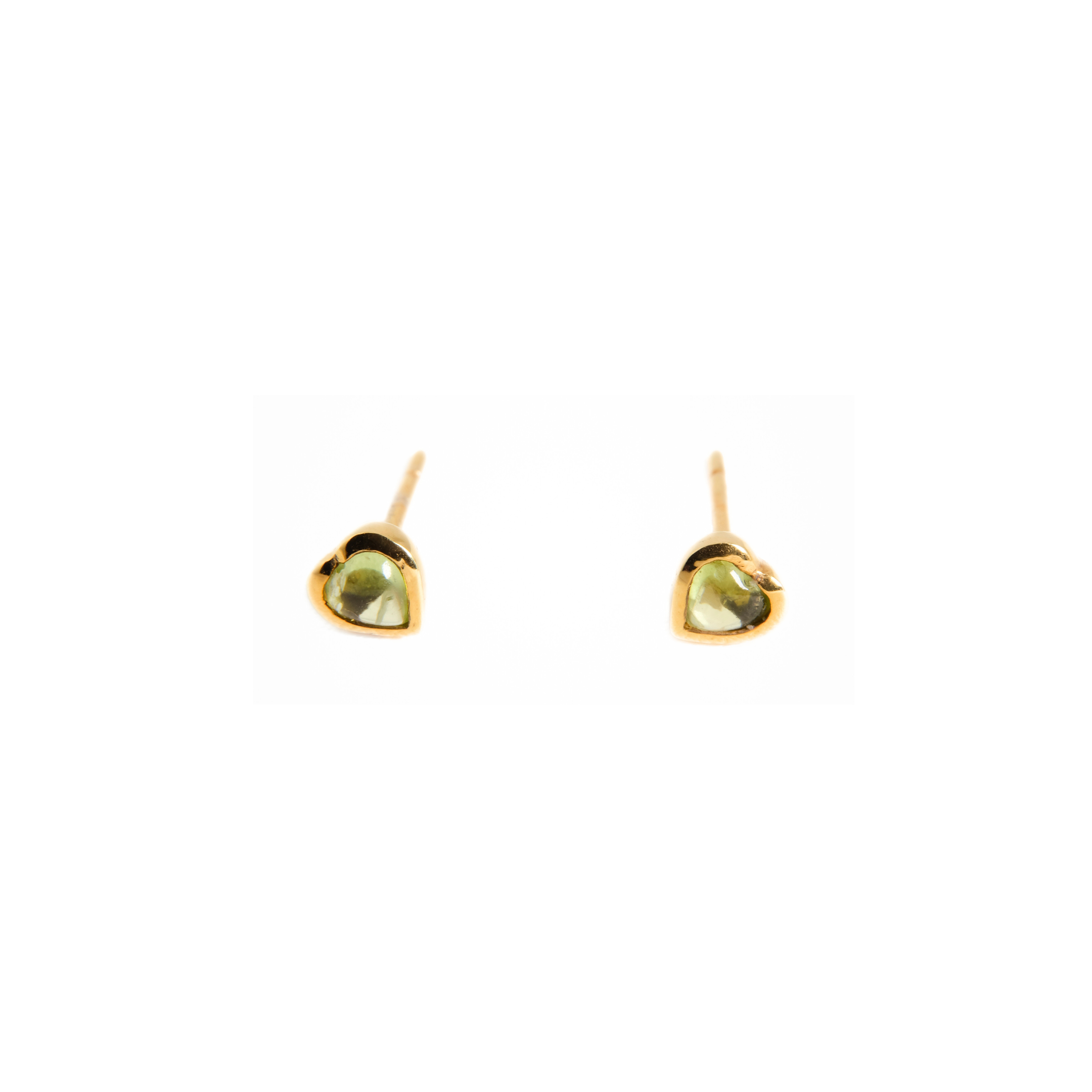 Heart Peridot Cabochon Bezel Studs