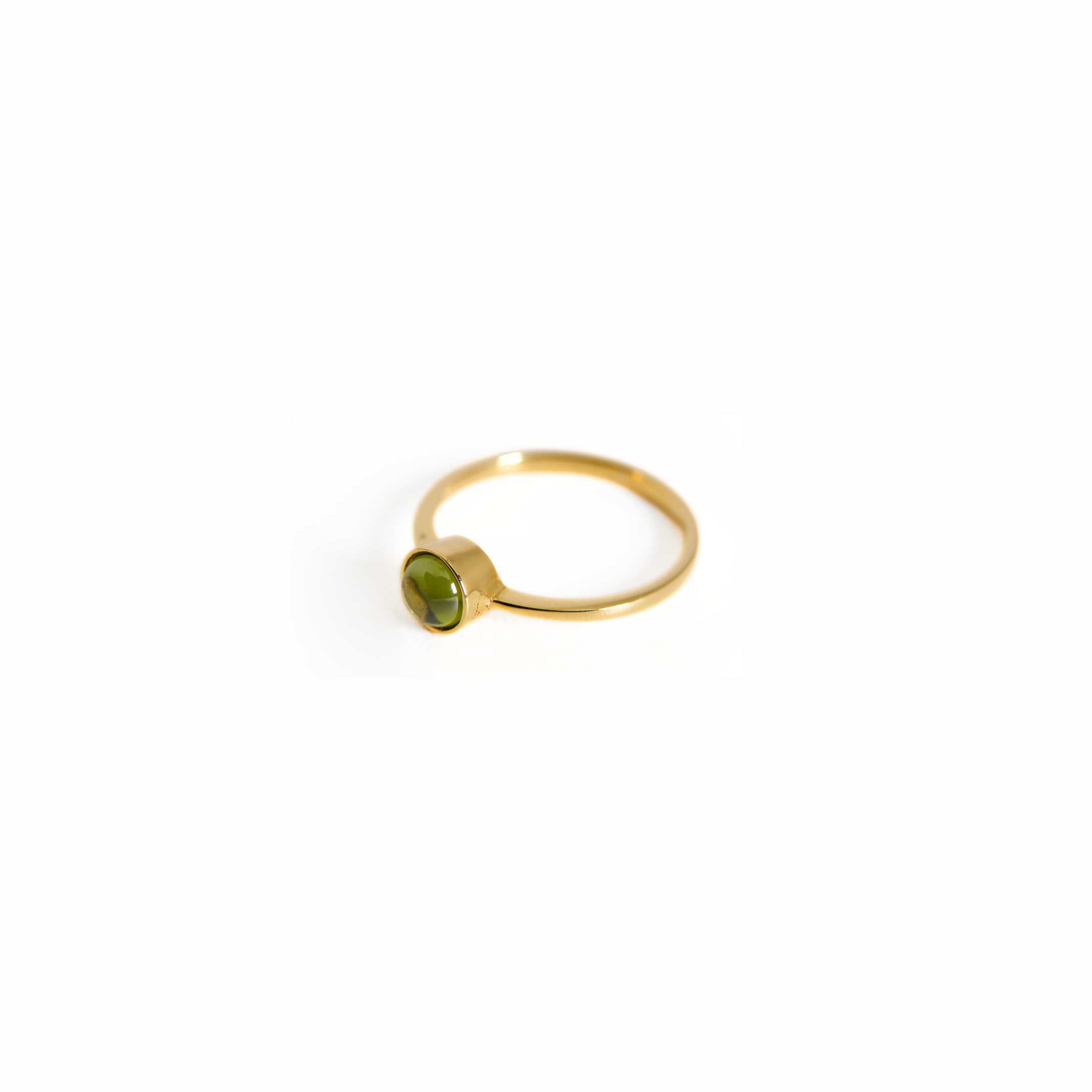 Green Tourmaline Cabochon Bezel Ring