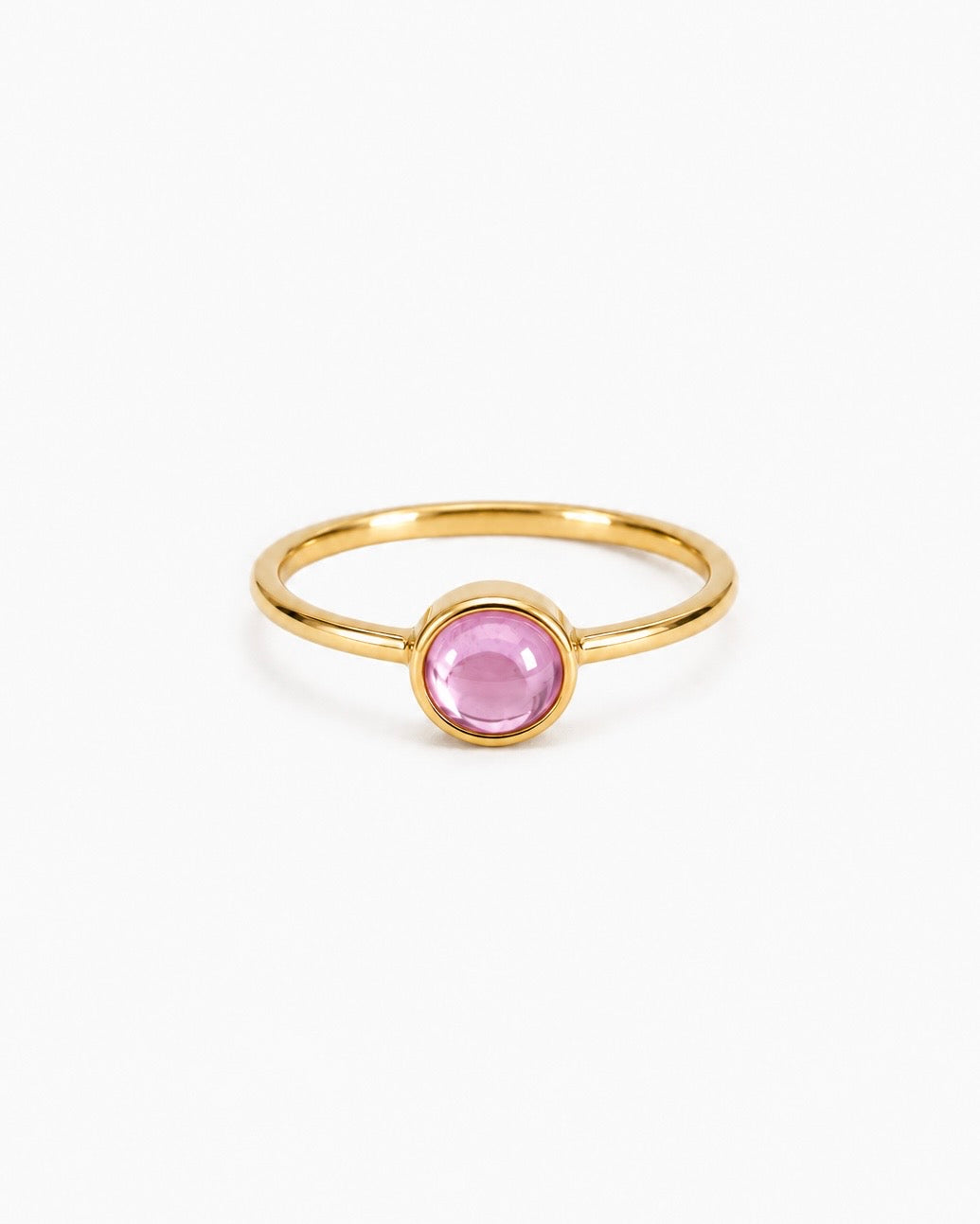 Pink Sapphire Cabochon Bezel Ring