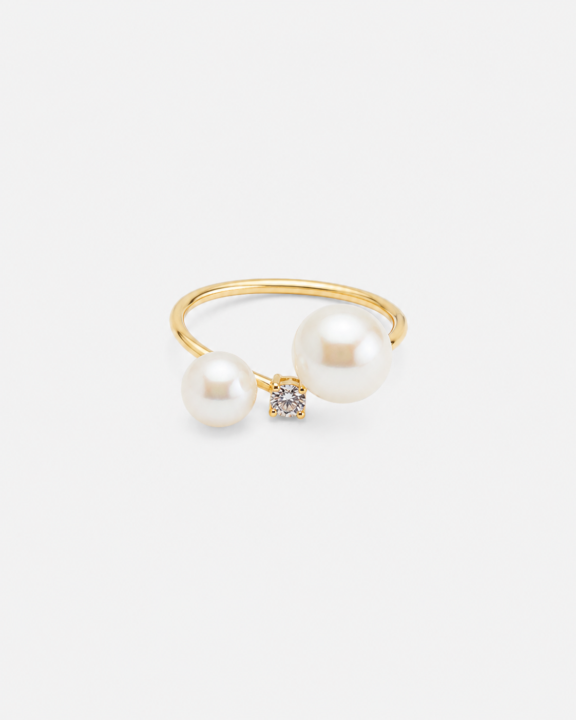 Double Pearl Diamond Ring