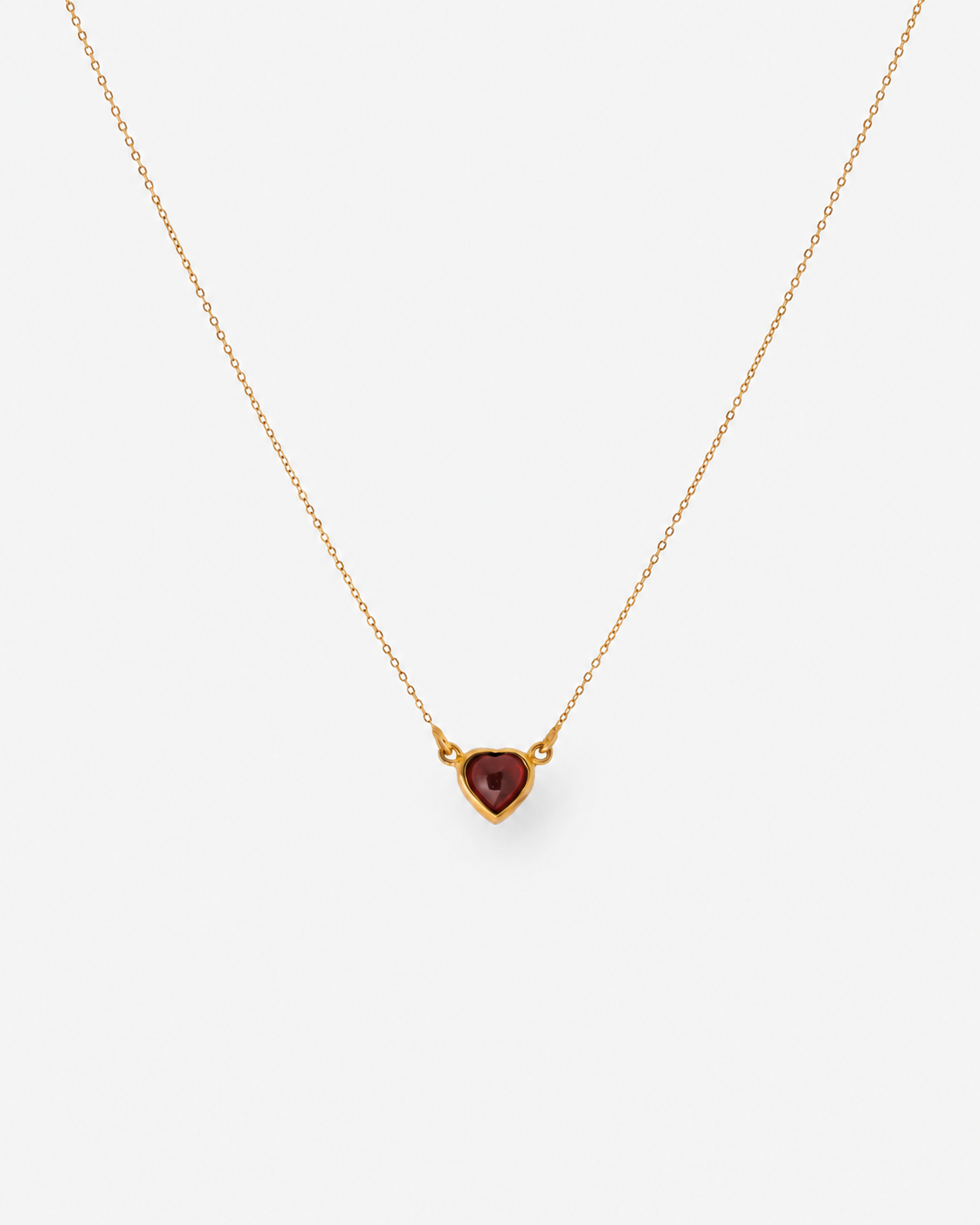 Heart Garnet Floating Necklace