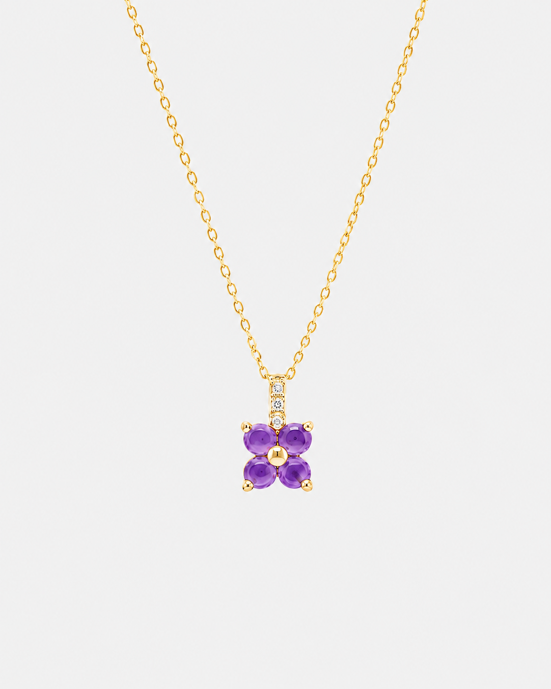 Amethyst Flower Pendant - Yellow Gold